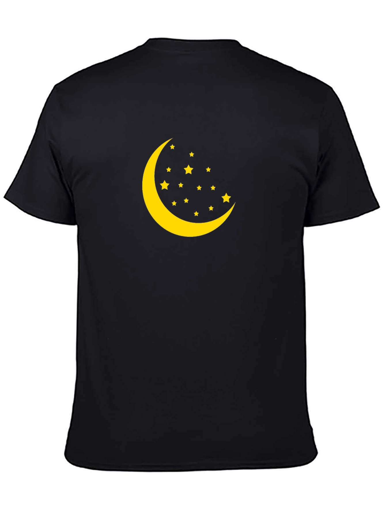 Crescent Moon and Stars Graphic Black T-Shirt
