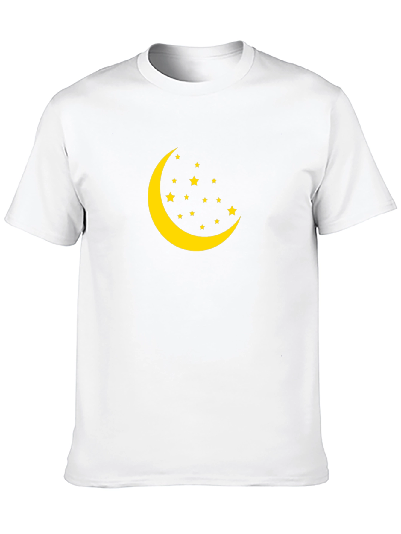 Crescent Moon and Stars Graphic Black T-Shirt
