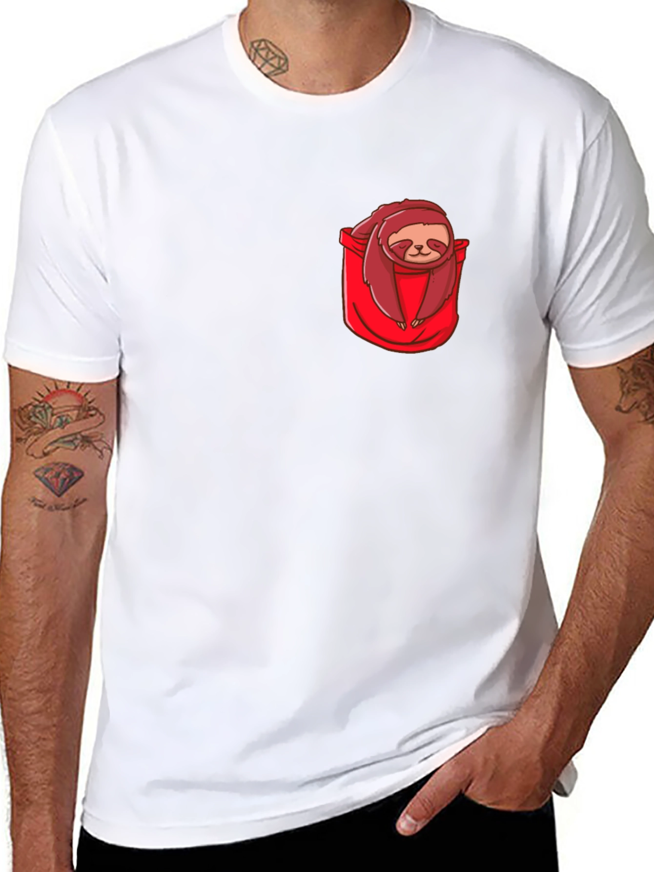 Sloth in Pocket Graphic Tee - Casual Comfort