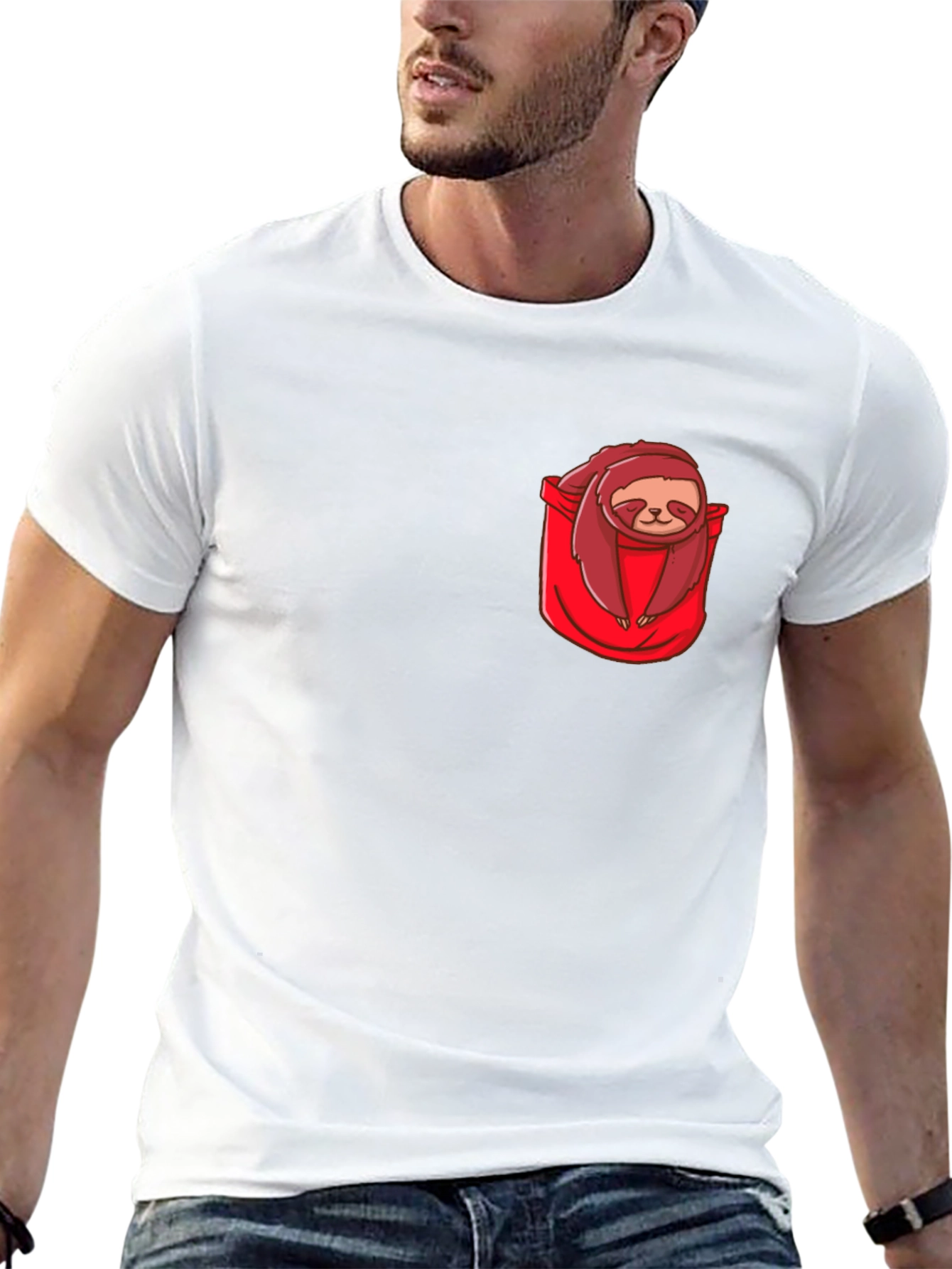 Sloth in Pocket Graphic Tee - Casual Comfort