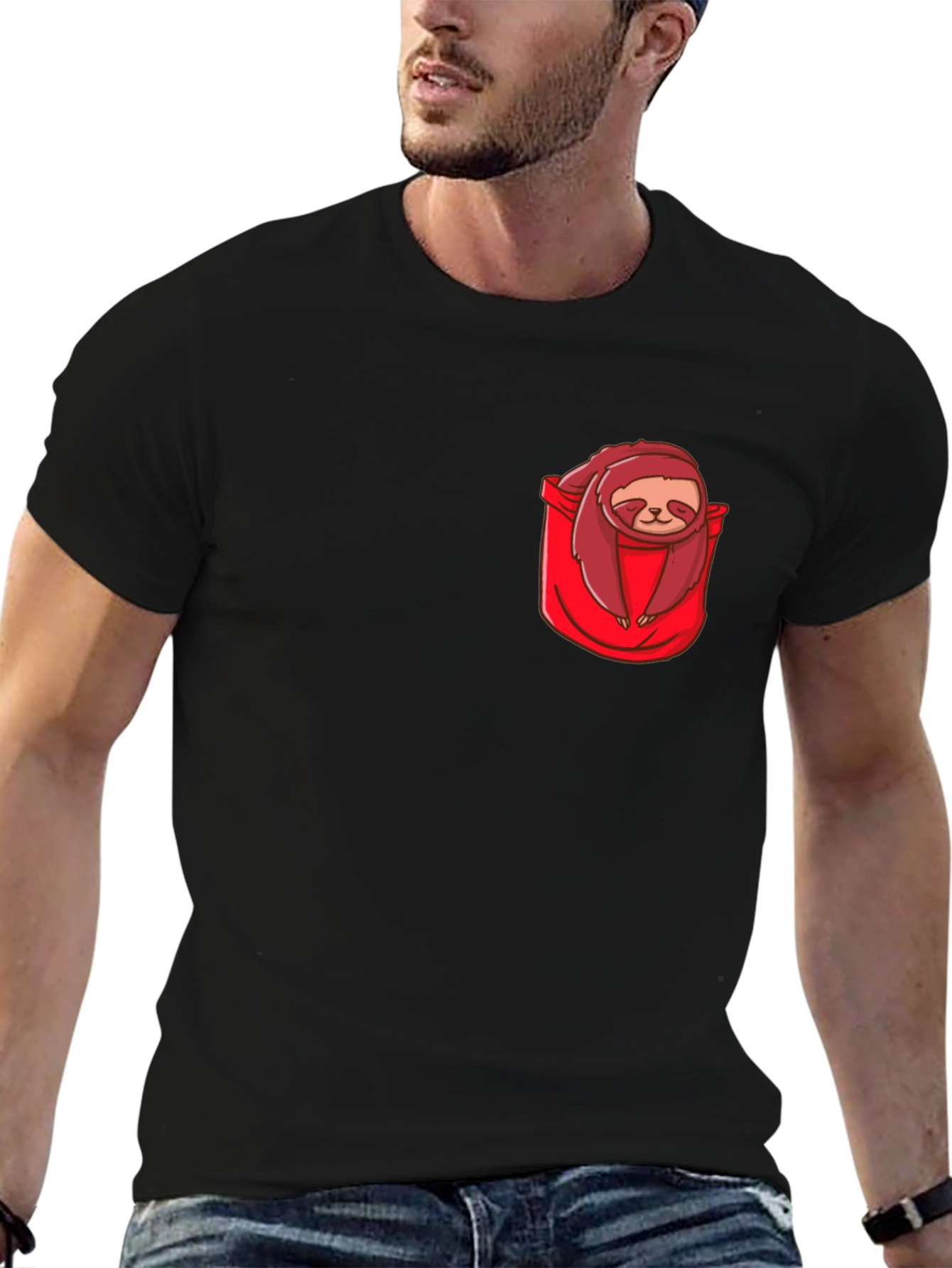 Sloth in Pocket Graphic Tee - Casual Comfort