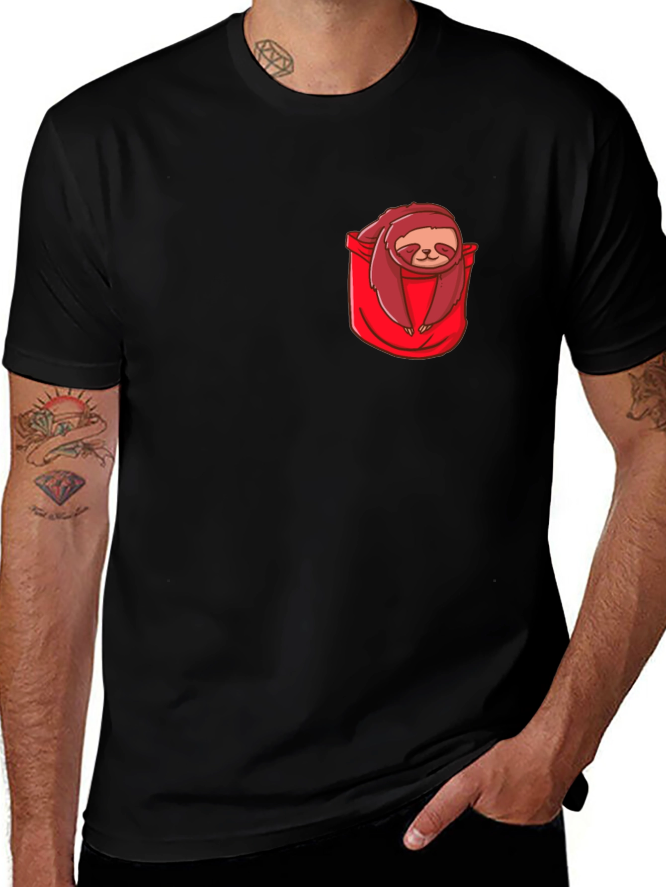 Sloth in Pocket Graphic Tee - Casual Comfort