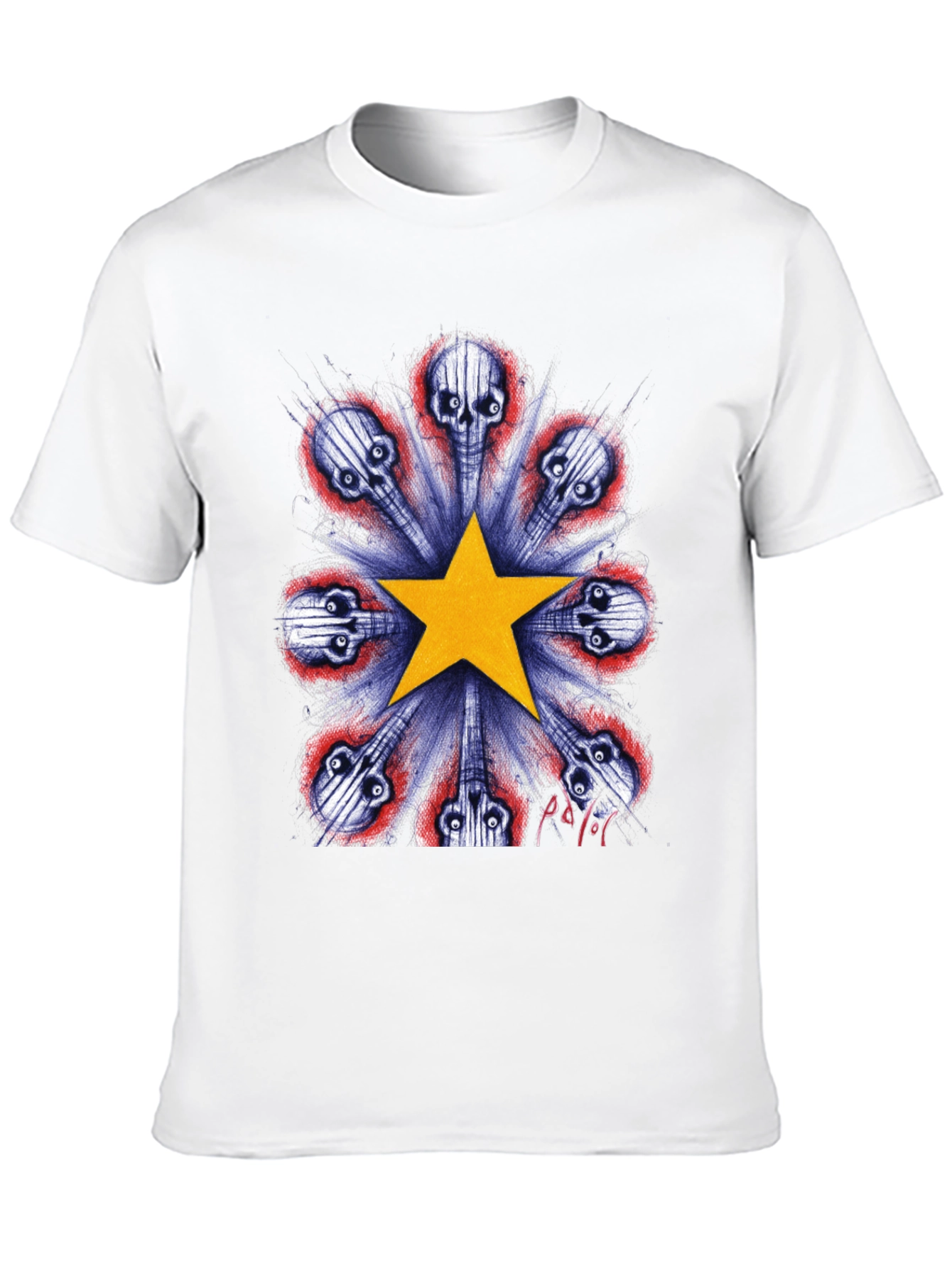 Skull Guitar Star Graphic Tee - Black