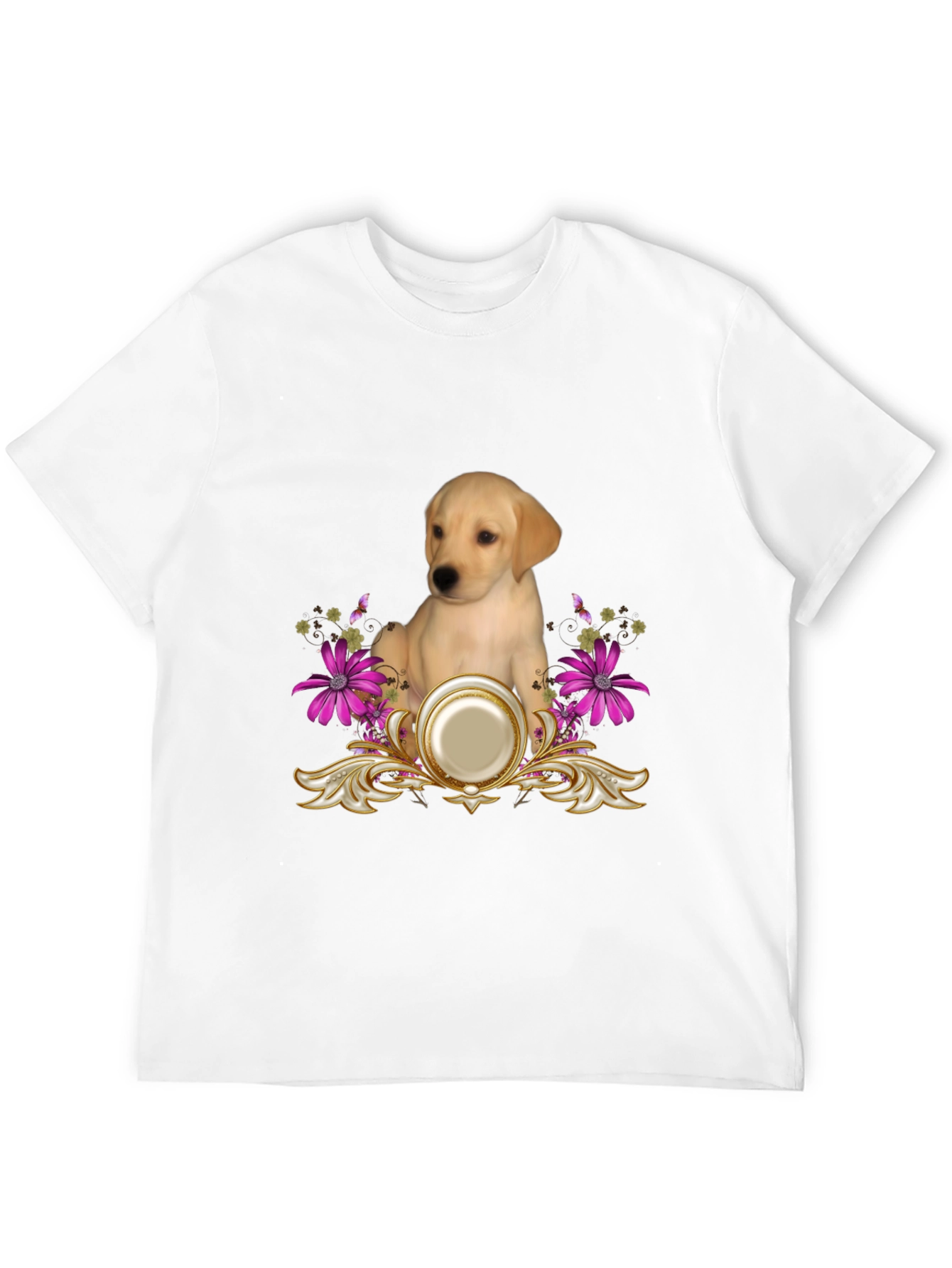 Labrador Puppy & Floral T-Shirt