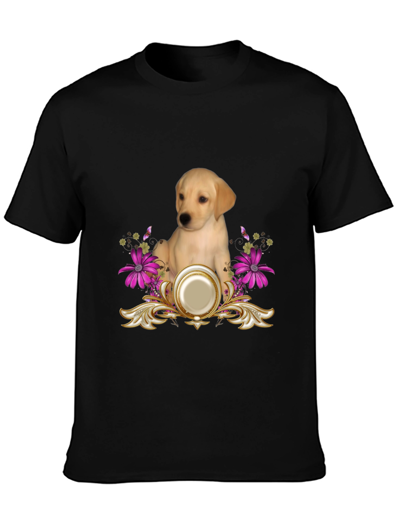 Labrador Puppy & Floral T-Shirt