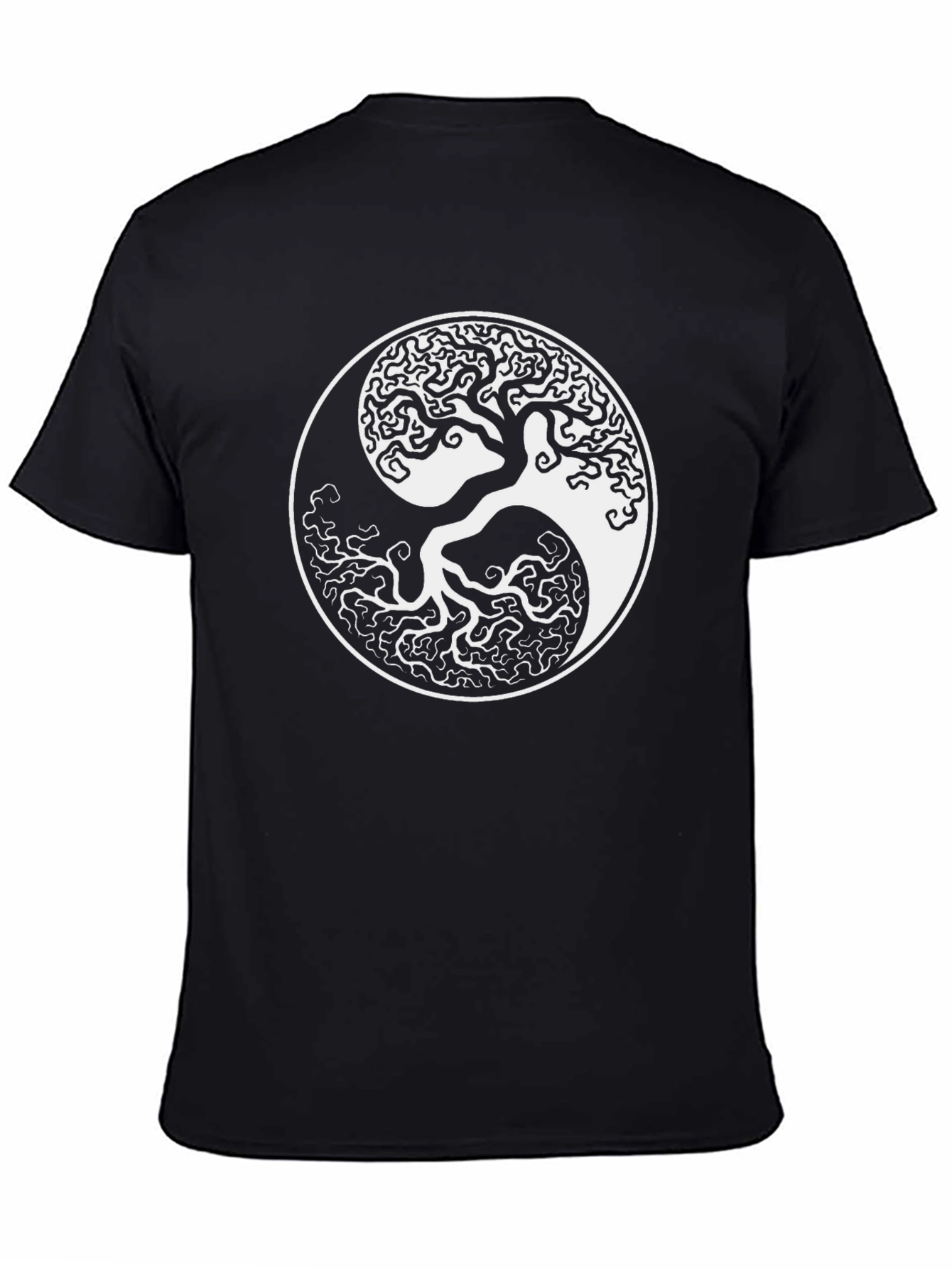 Yin Yang Tree Black T-Shirt - Balance & Harmony