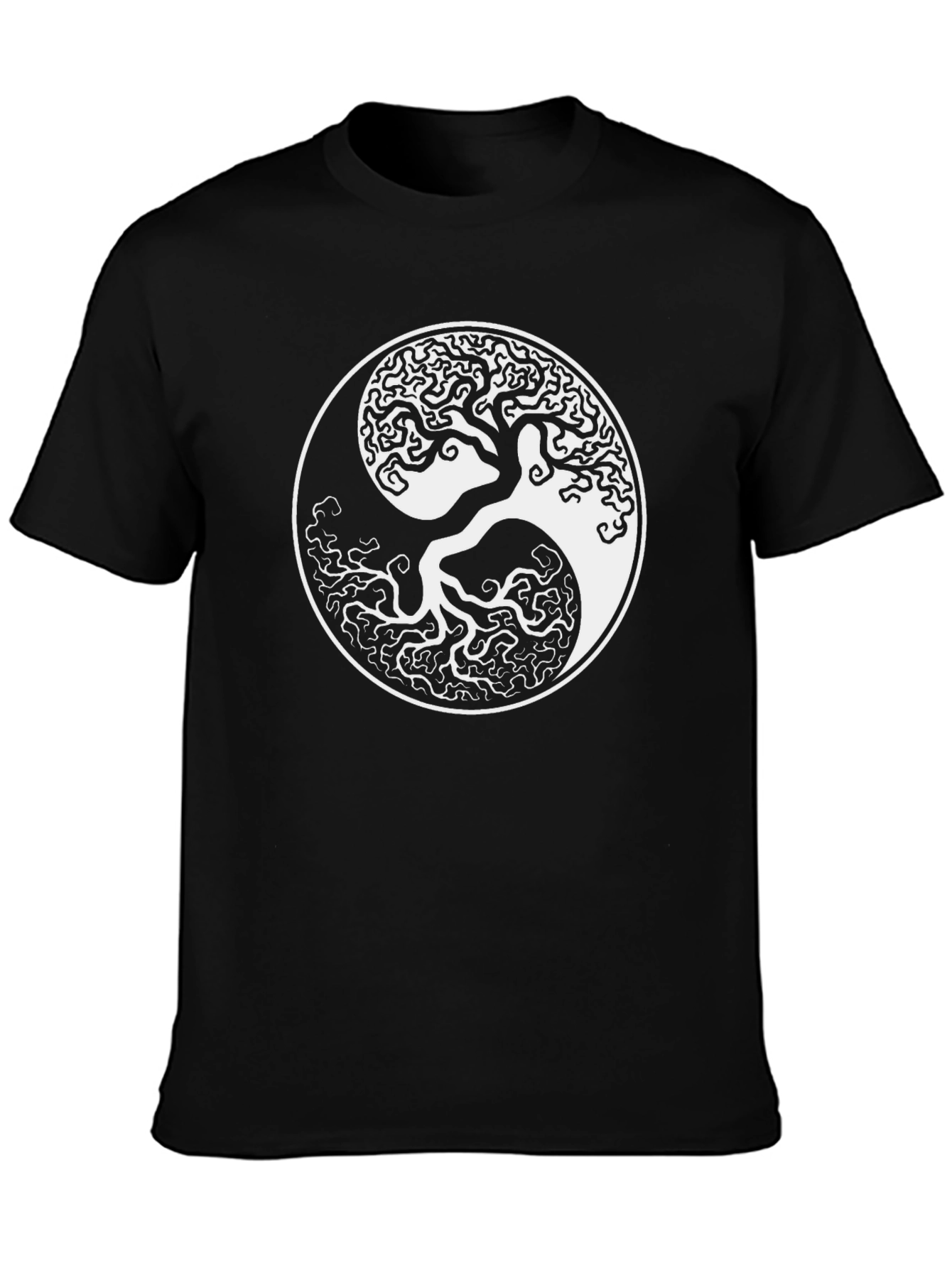 Yin Yang Tree Black T-Shirt - Balance & Harmony