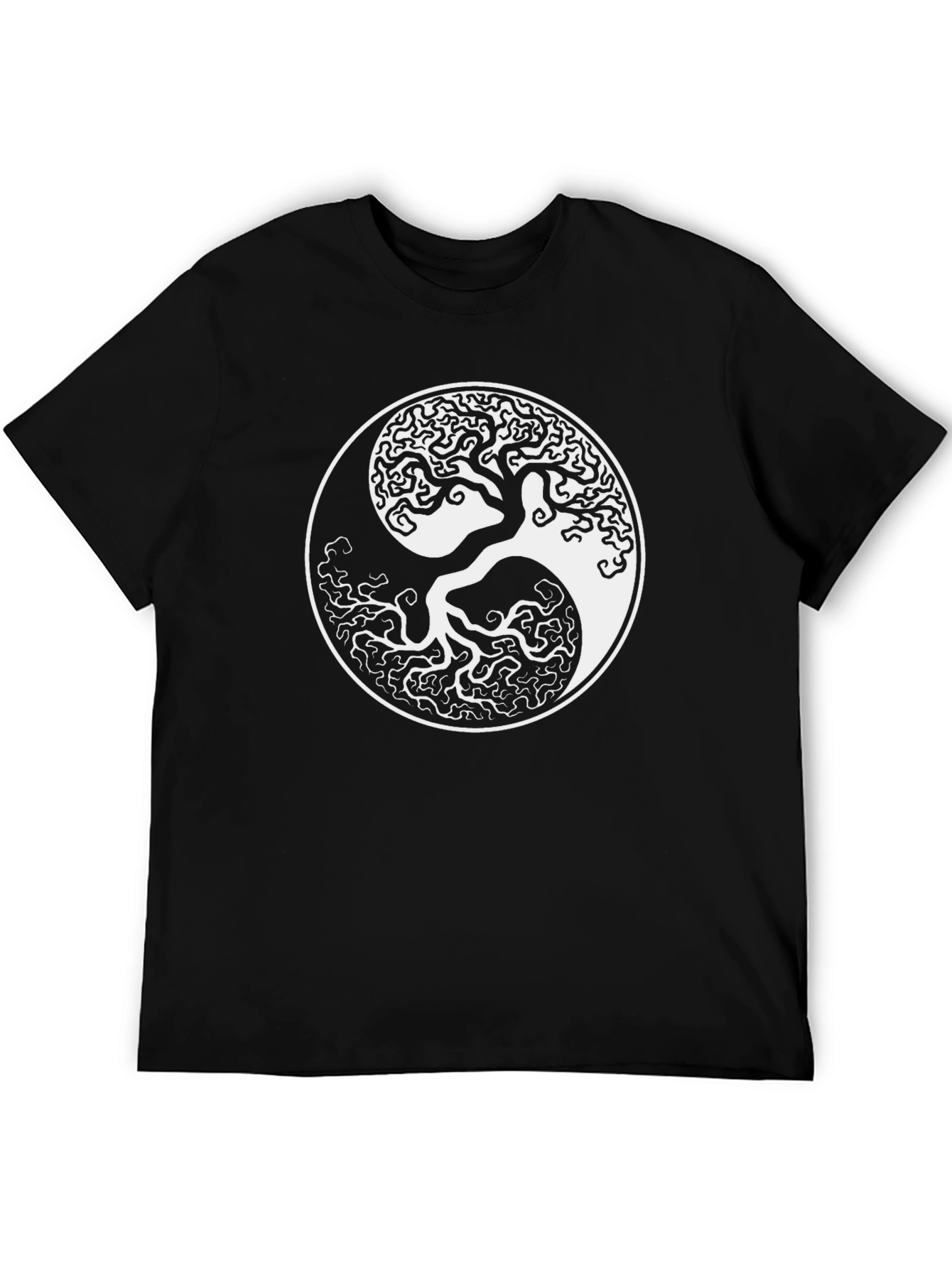 Yin Yang Tree Black T-Shirt - Balance & Harmony
