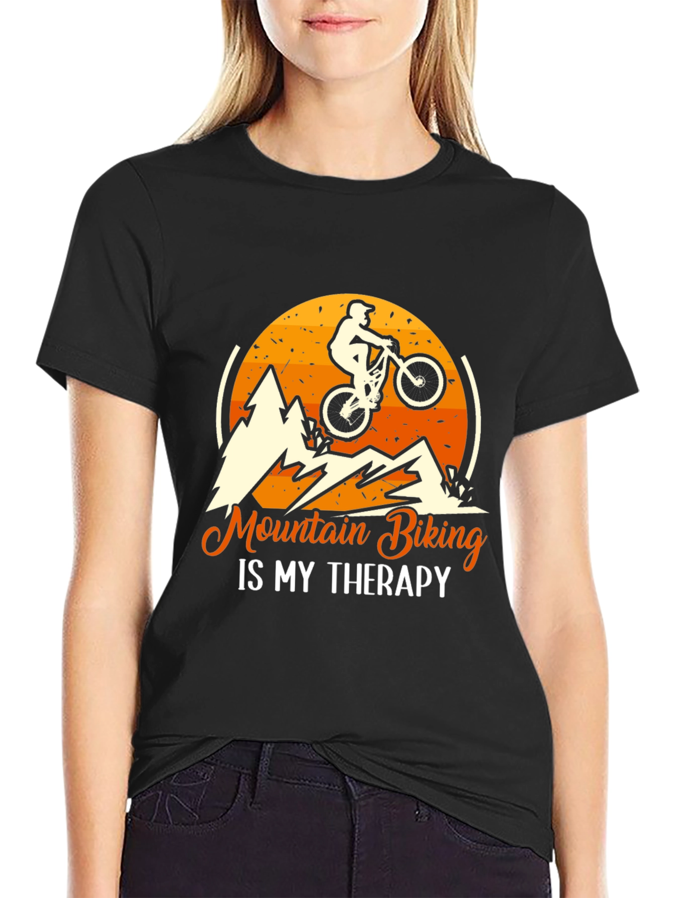 Mountain Biking is My Therapy Graphic Tee