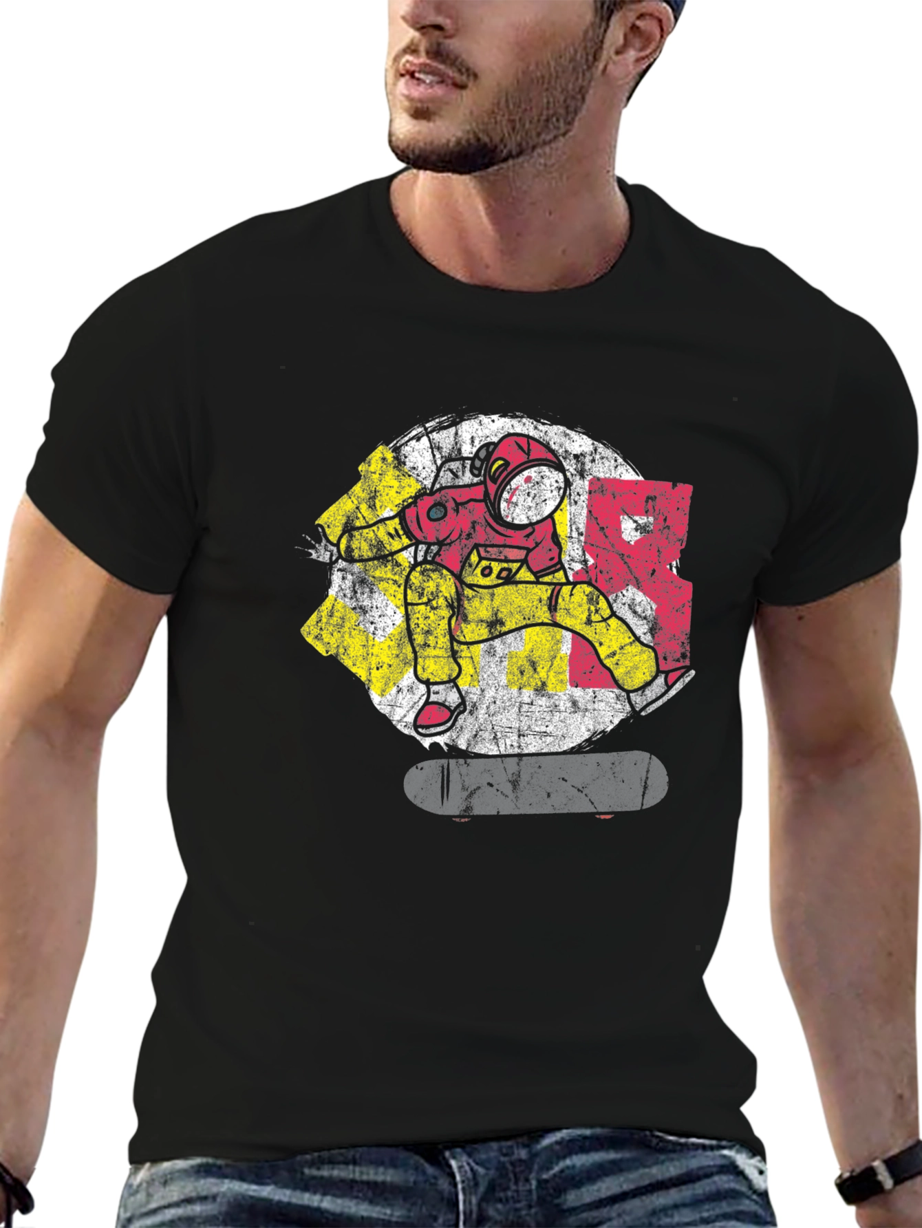 Astronaut Skateboard Graphic Tee - Cool Streetwear