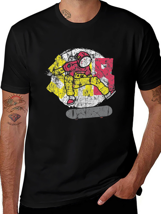 Astronaut Skateboard Graphic Tee - Cool Streetwear