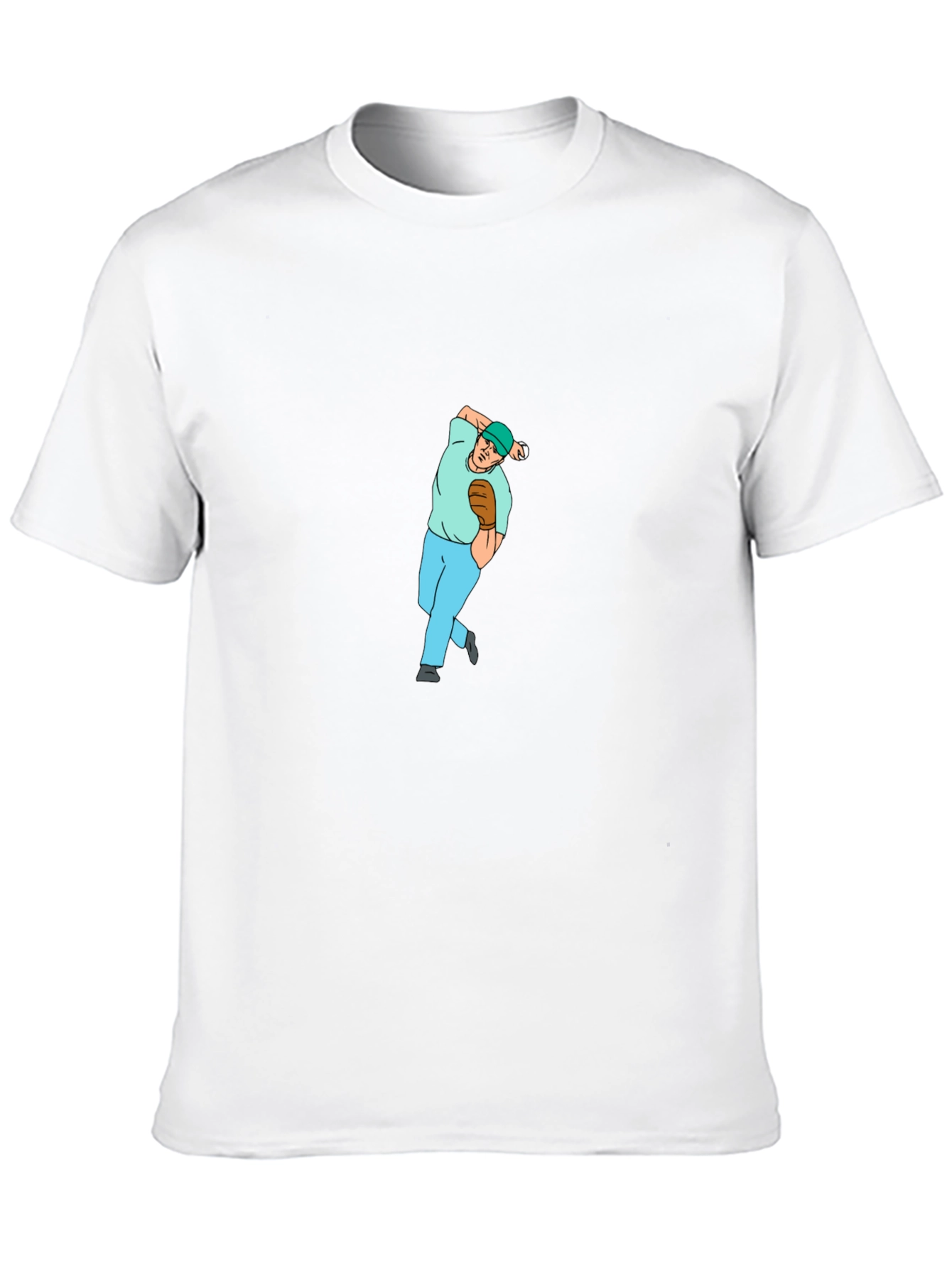 Baseball Pitcher Graphic Tee - Black Cotton Blend