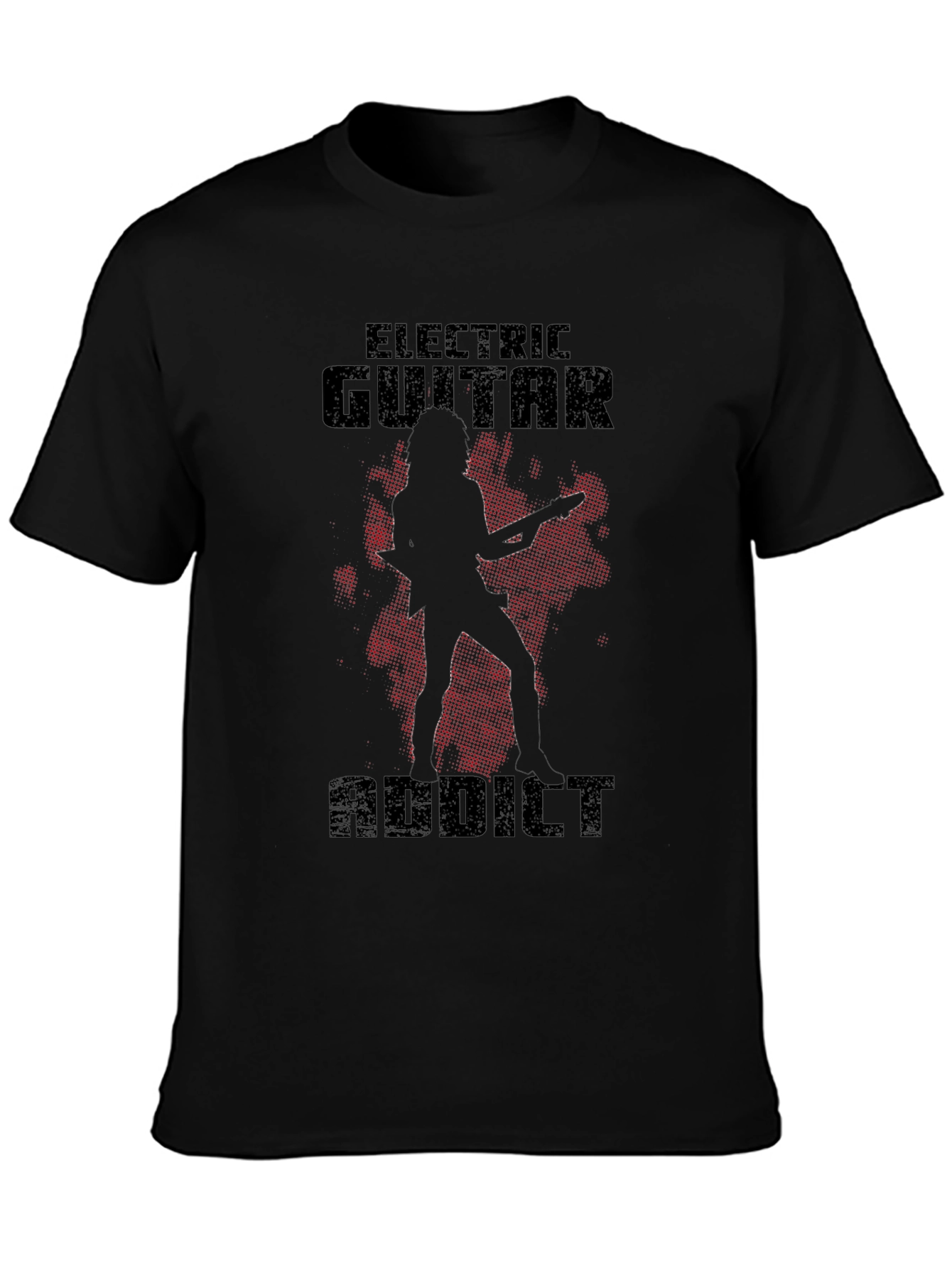 Electric Guitar Addict Black T-Shirt Rock Music Lover