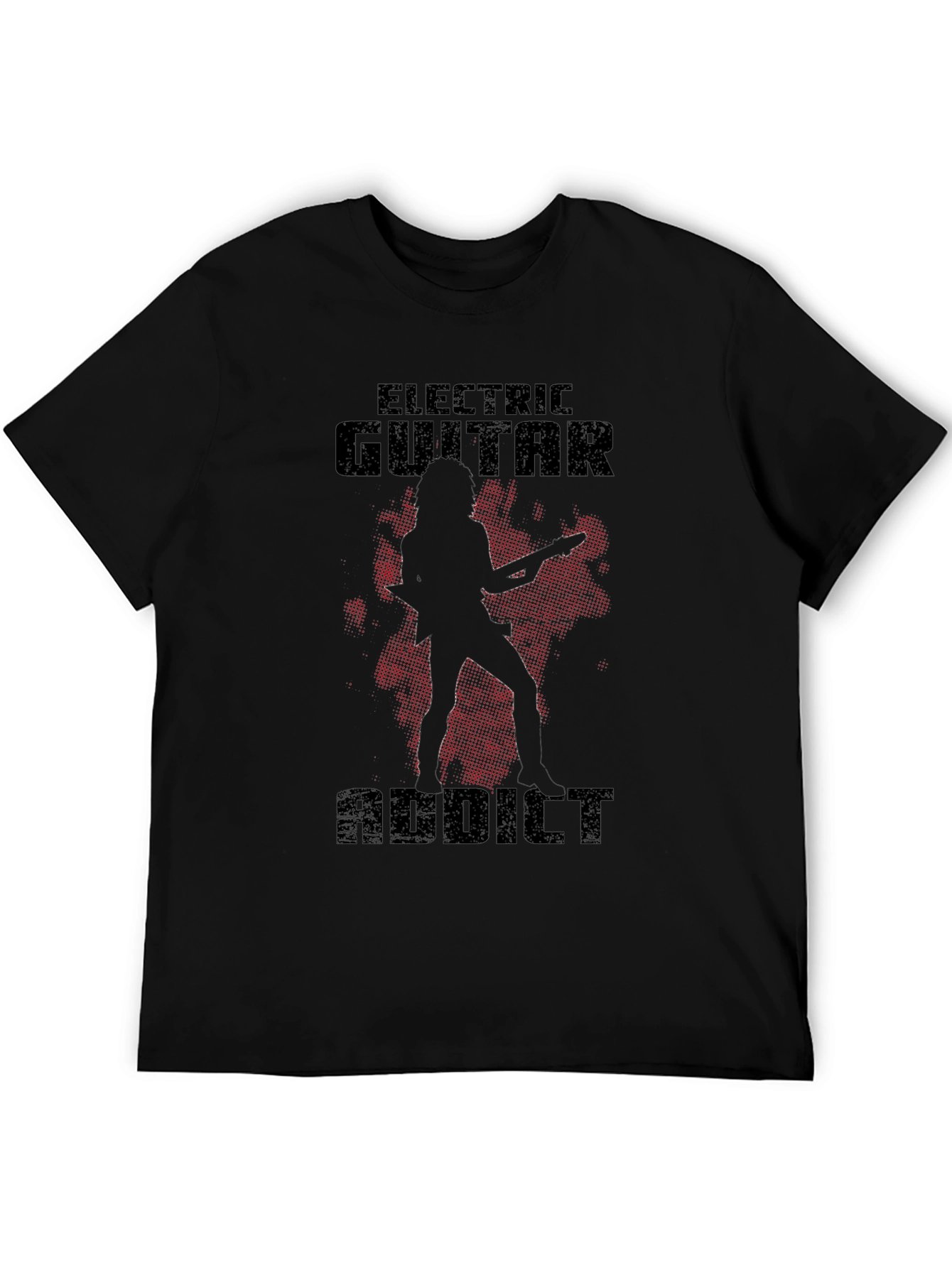 Electric Guitar Addict Black T-Shirt Rock Music Lover