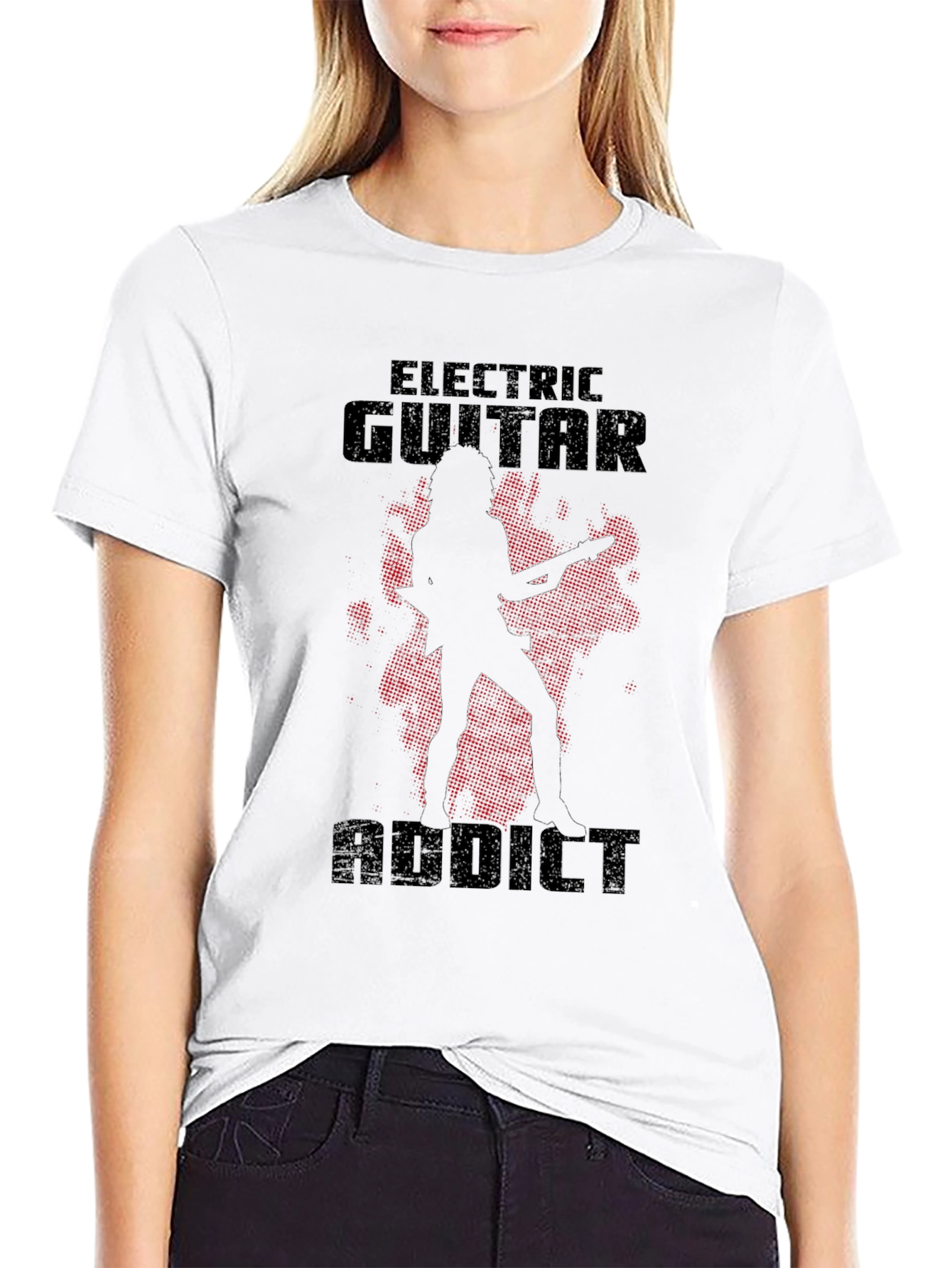 Electric Guitar Addict Black T-Shirt Rock Music Lover