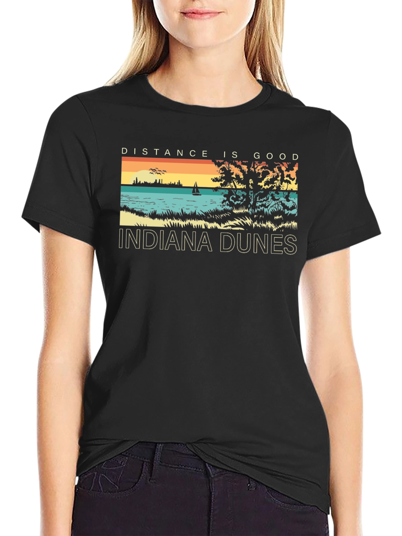 Indiana Dunes Graphic Tee - Distance is Good