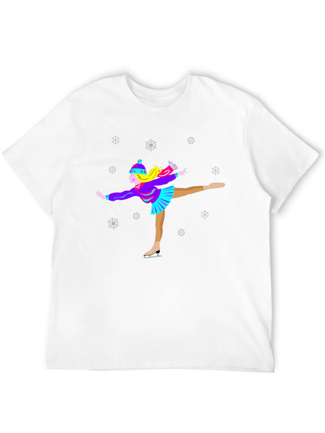Figure Skater Winter T-Shirt Snowflakes