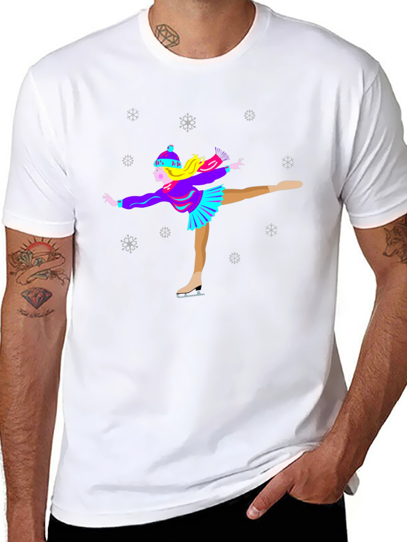 Figure Skater Winter T-Shirt Snowflakes