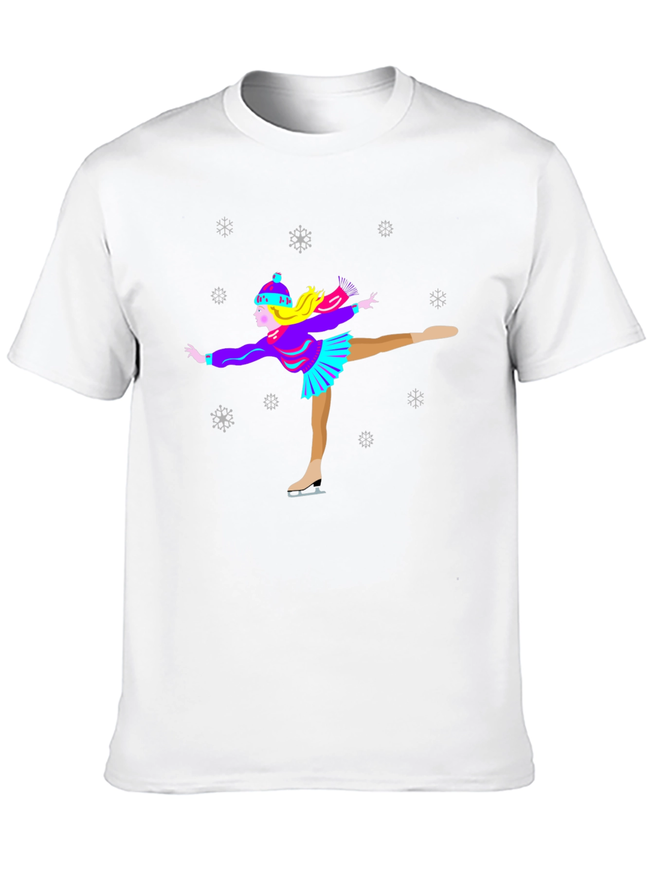 Figure Skater Winter T-Shirt Snowflakes