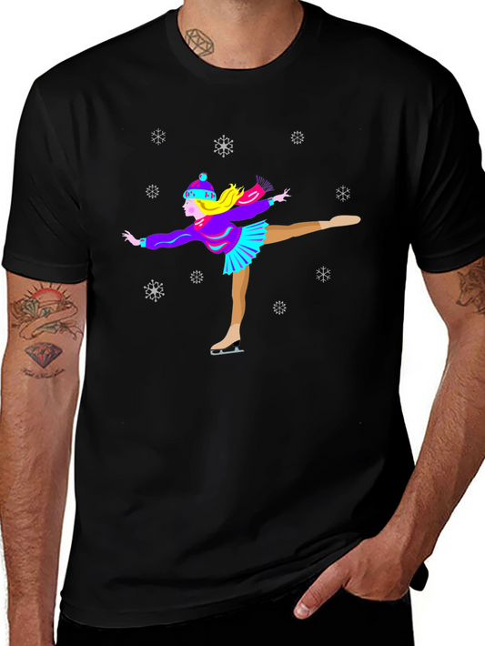 Figure Skater Winter T-Shirt Snowflakes