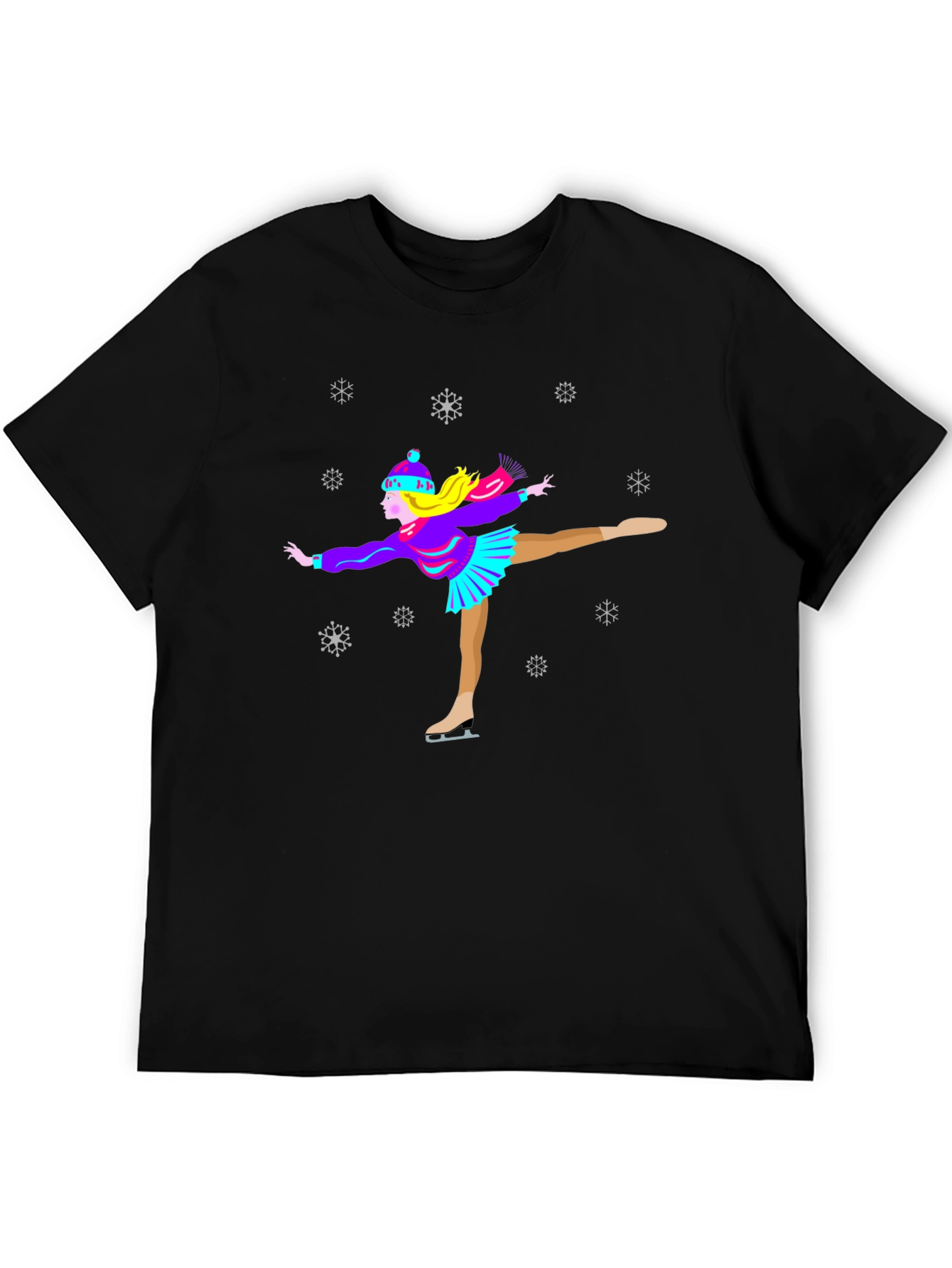 Figure Skater Winter T-Shirt Snowflakes