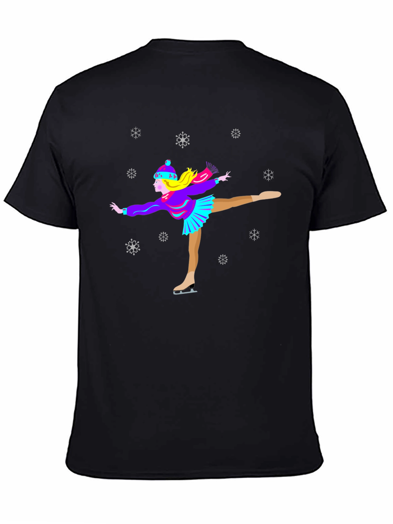 Figure Skater Winter T-Shirt Snowflakes