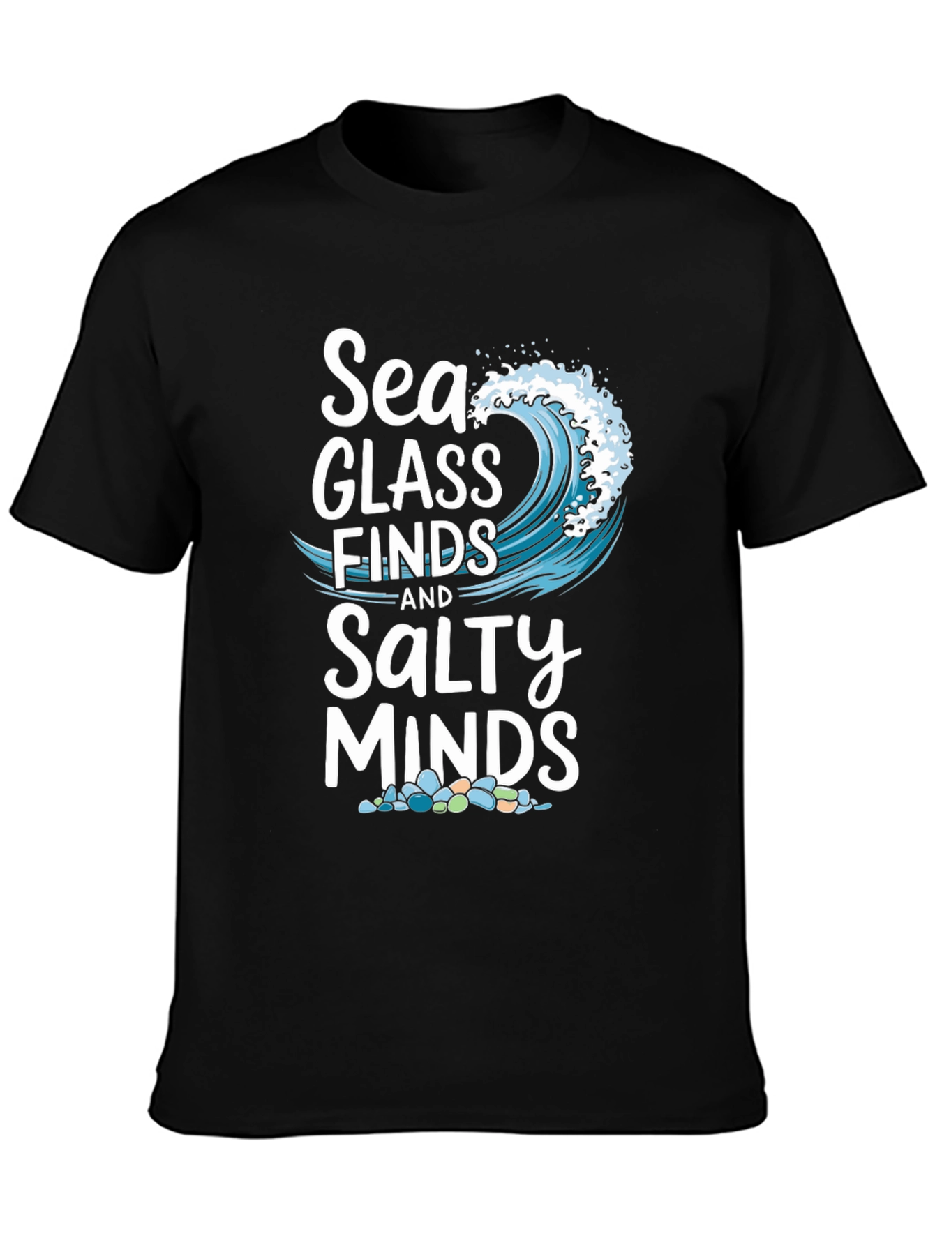 Sea Glass Finds & Salty Minds Black Graphic Tee