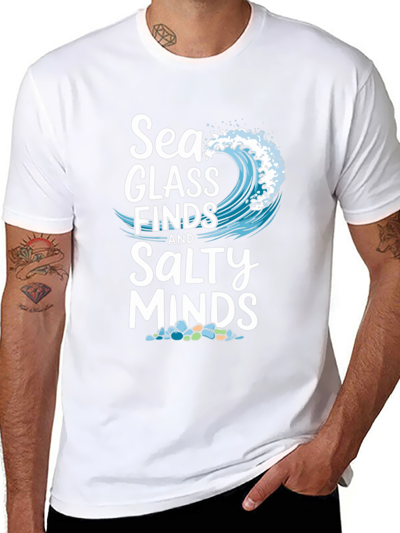 Sea Glass Finds & Salty Minds Black Graphic Tee
