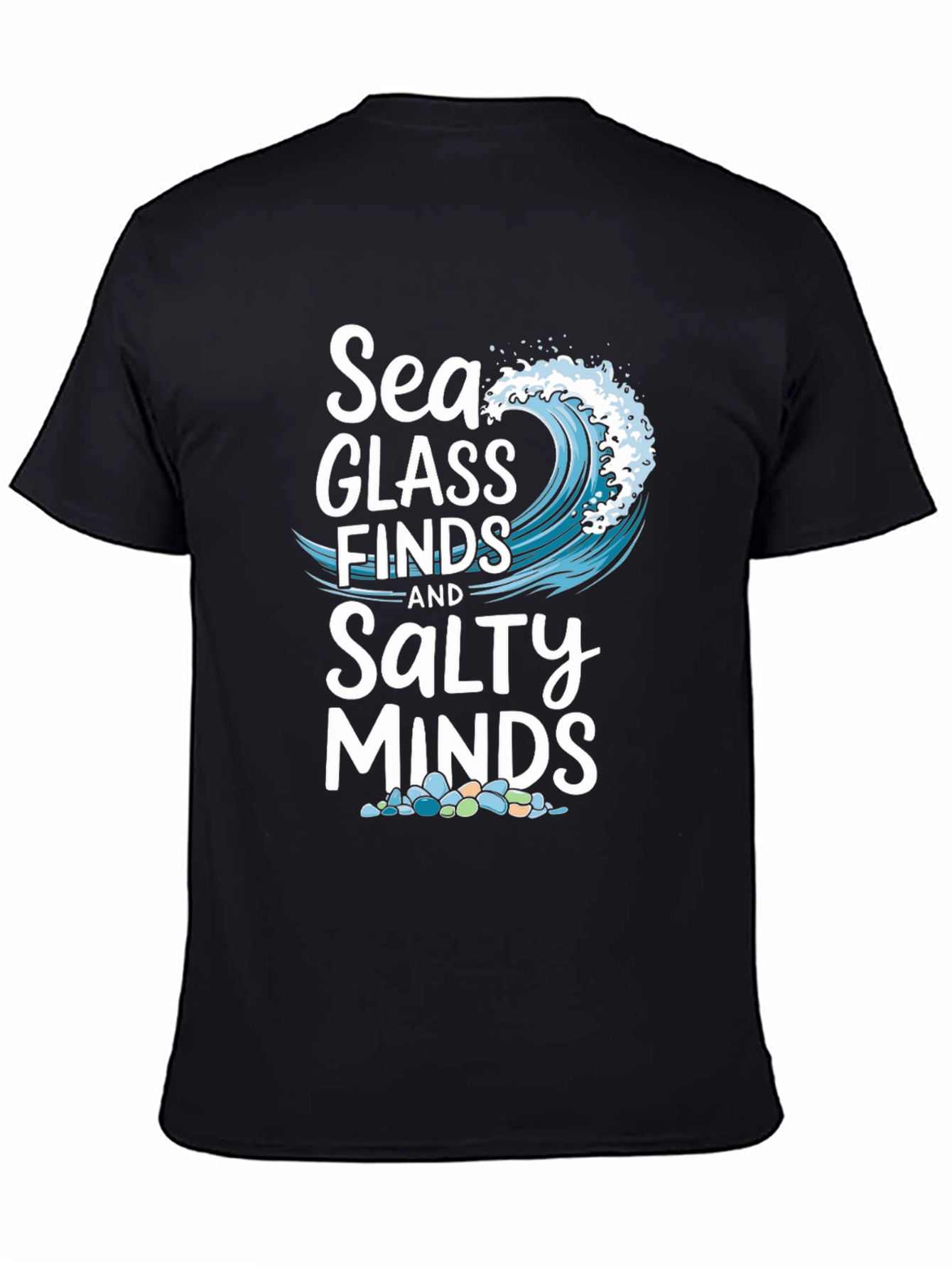 Sea Glass Finds & Salty Minds Black Graphic Tee