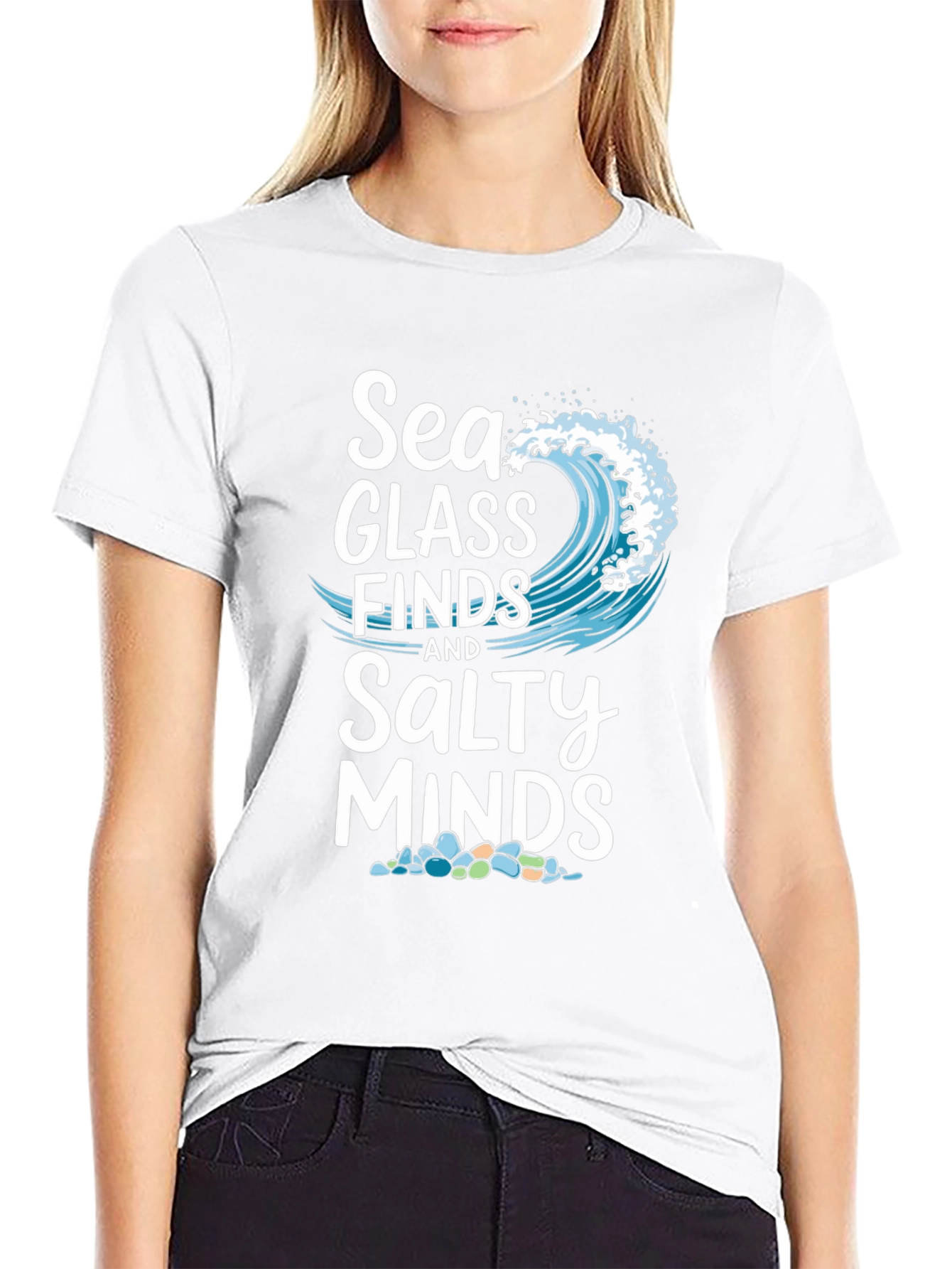Sea Glass Finds & Salty Minds Black Graphic Tee
