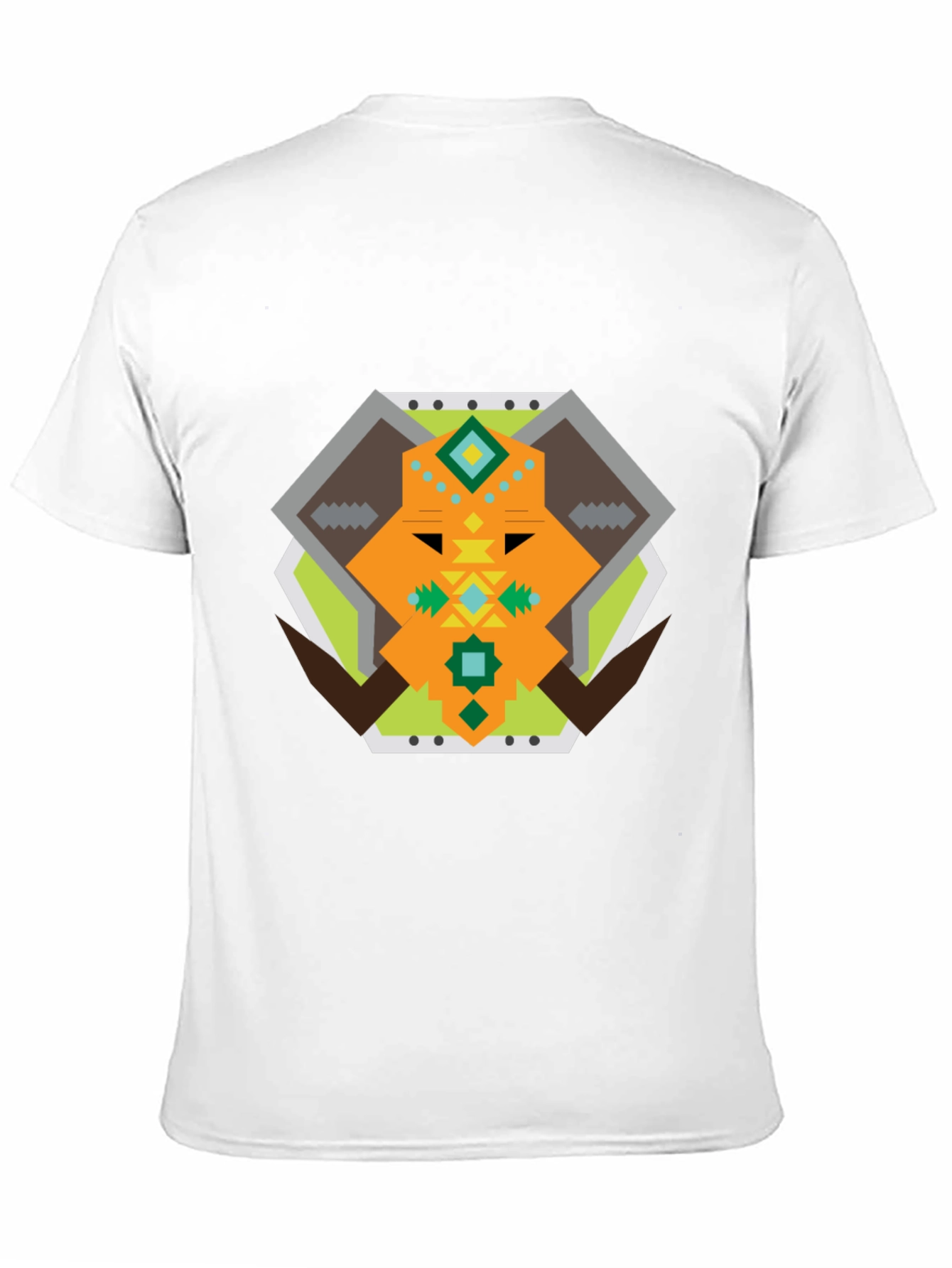 Geometric Bull Graphic Tee - Black Cotton T-Shirt