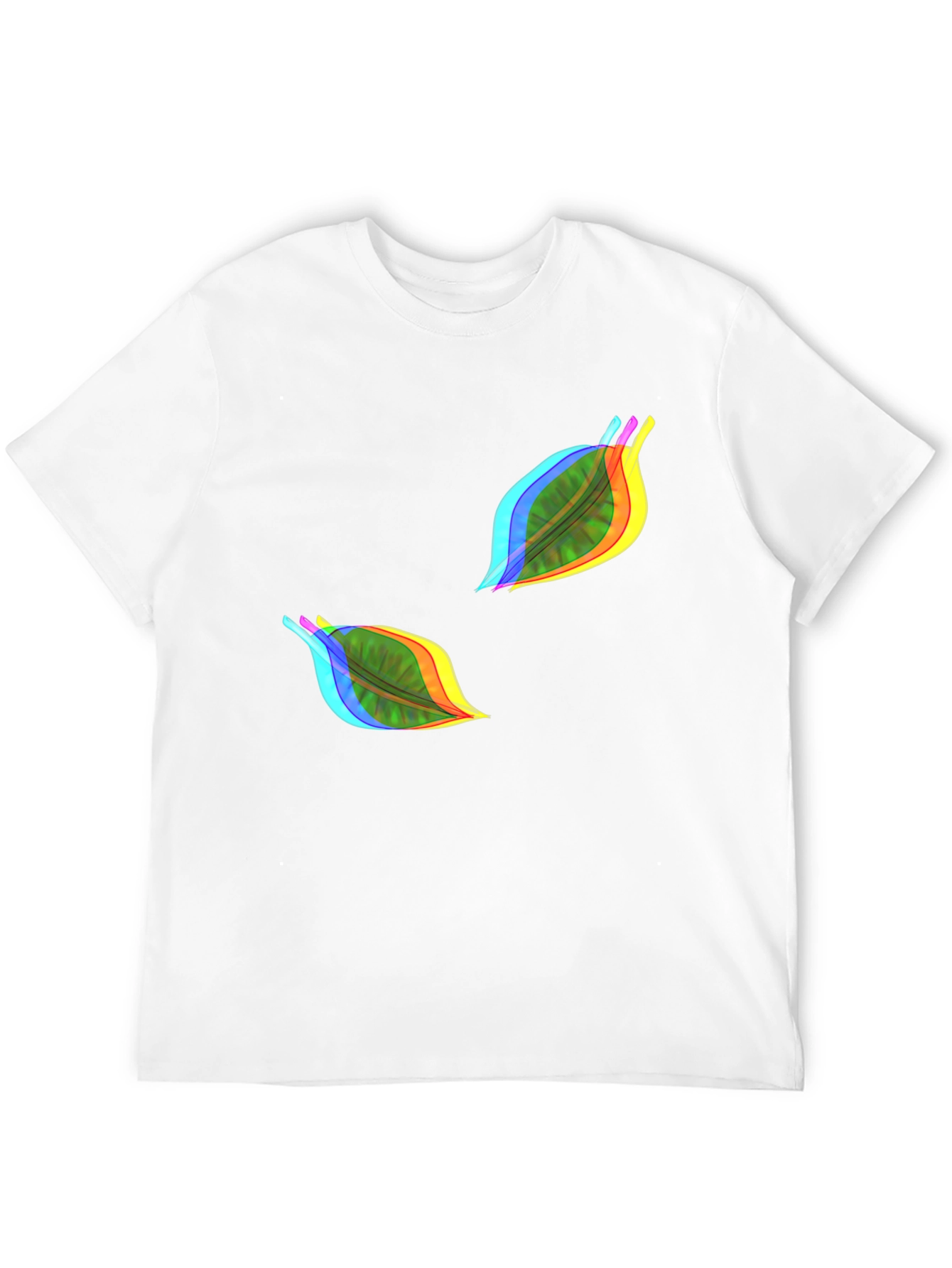 Vibrant Leaf Print Black T-Shirt