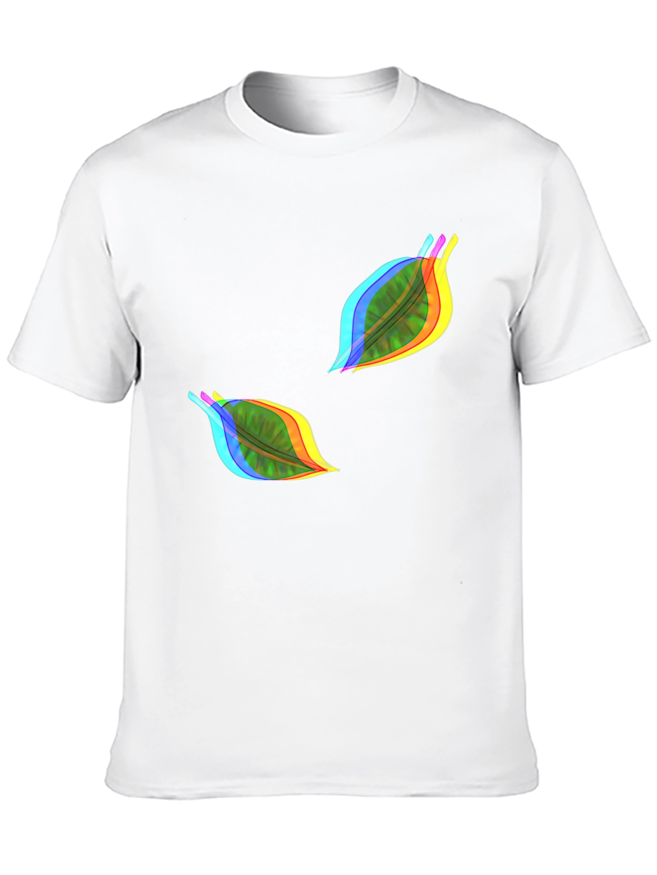 Vibrant Leaf Print Black T-Shirt