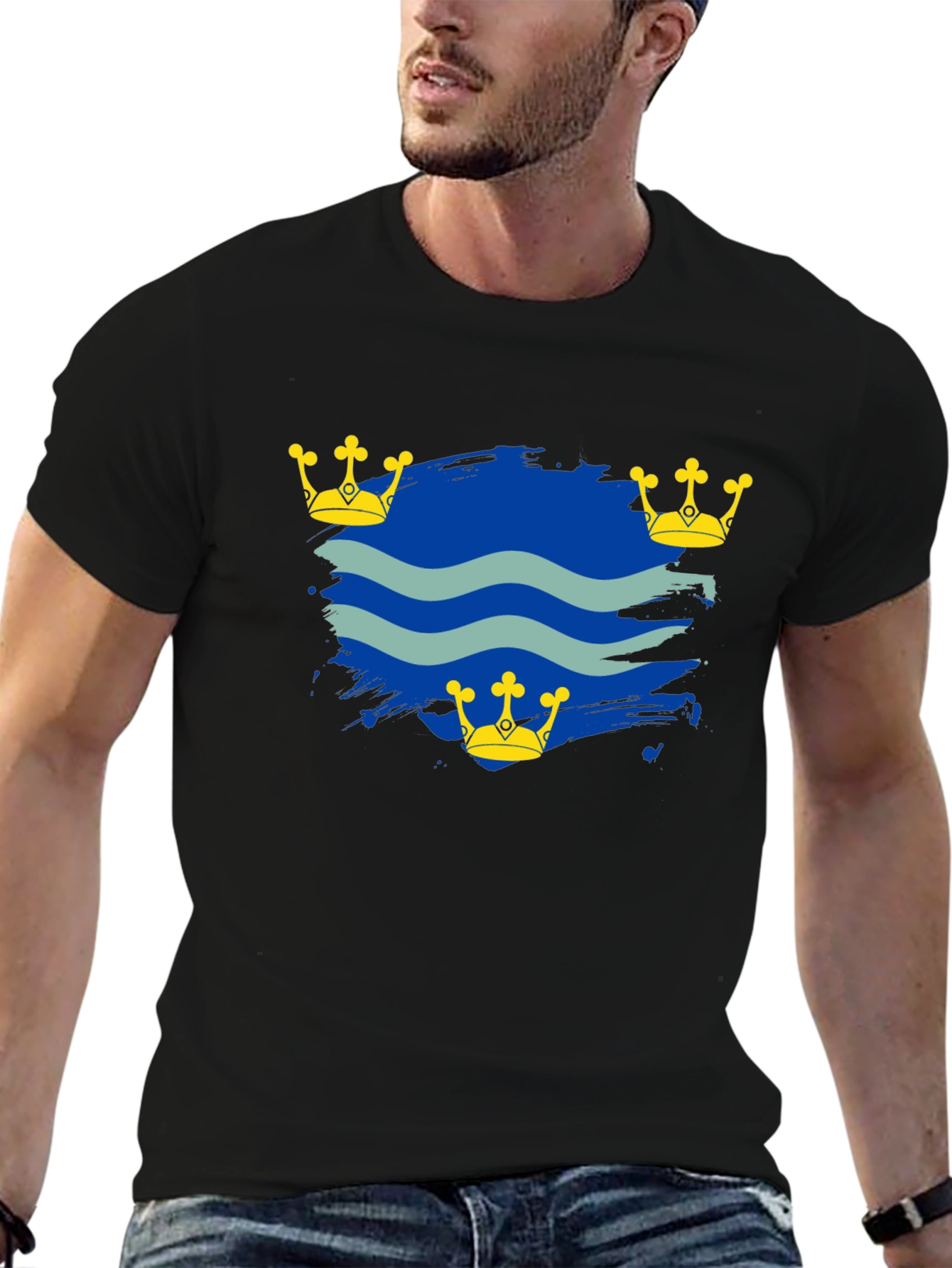 Wavy Brushstroke and Crown Graphic Tee