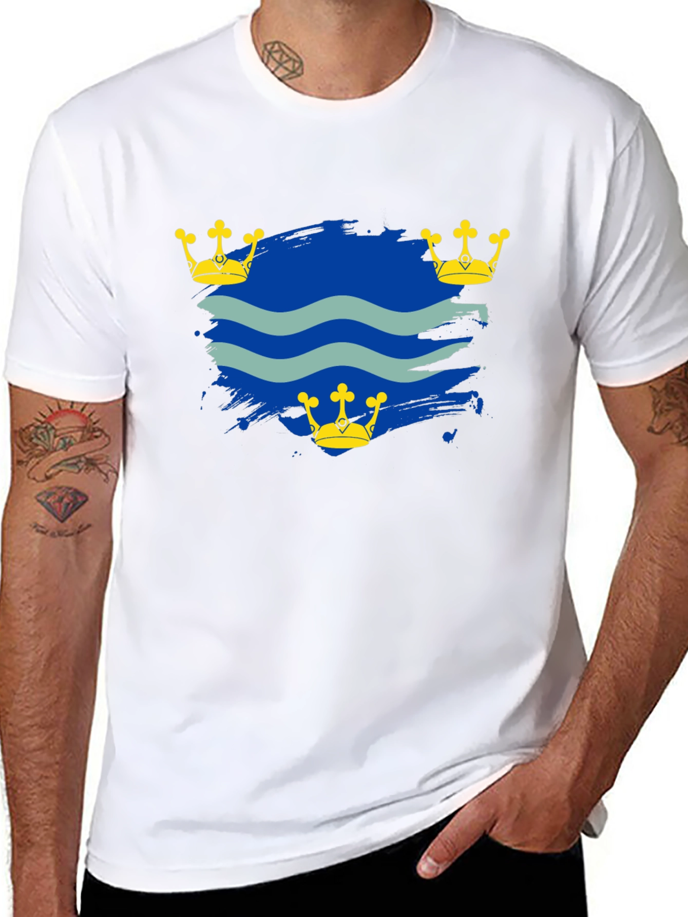 Wavy Brushstroke and Crown Graphic Tee
