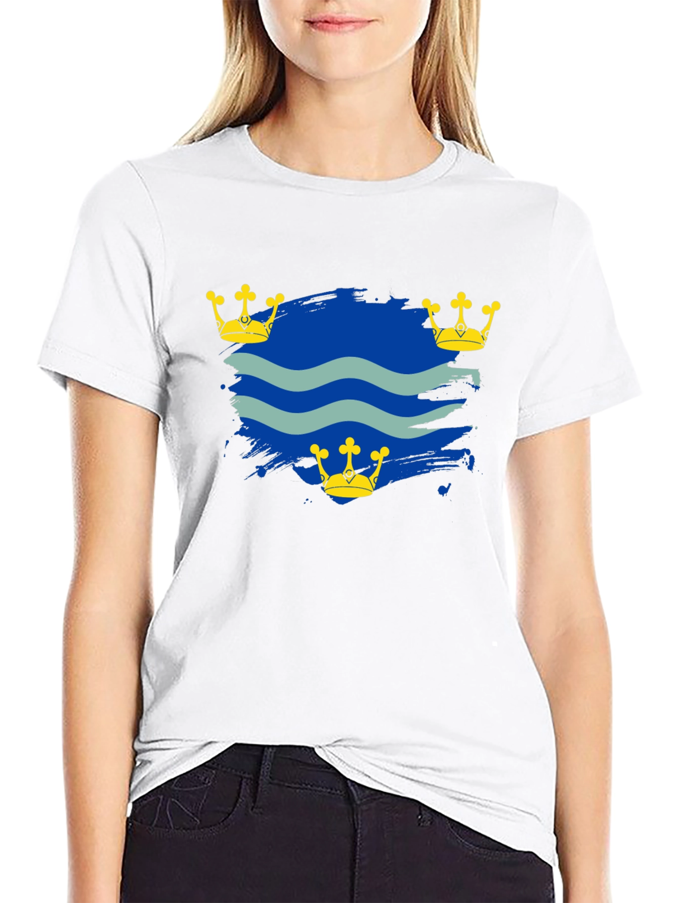 Wavy Brushstroke and Crown Graphic Tee