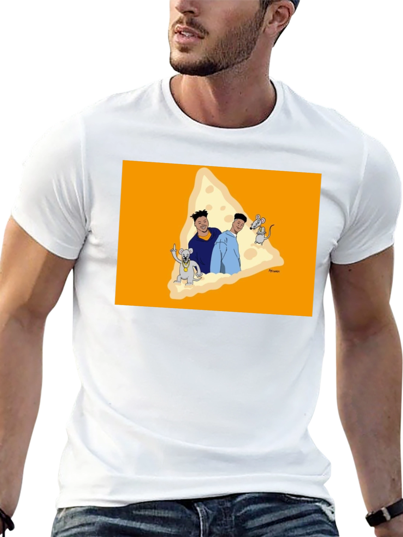 Cartoon Cheese Graphic T-Shirt