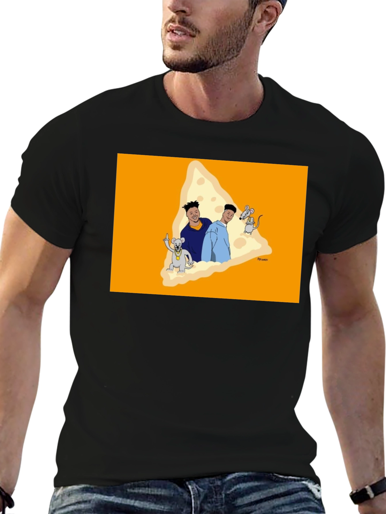 Cartoon Cheese Graphic T-Shirt
