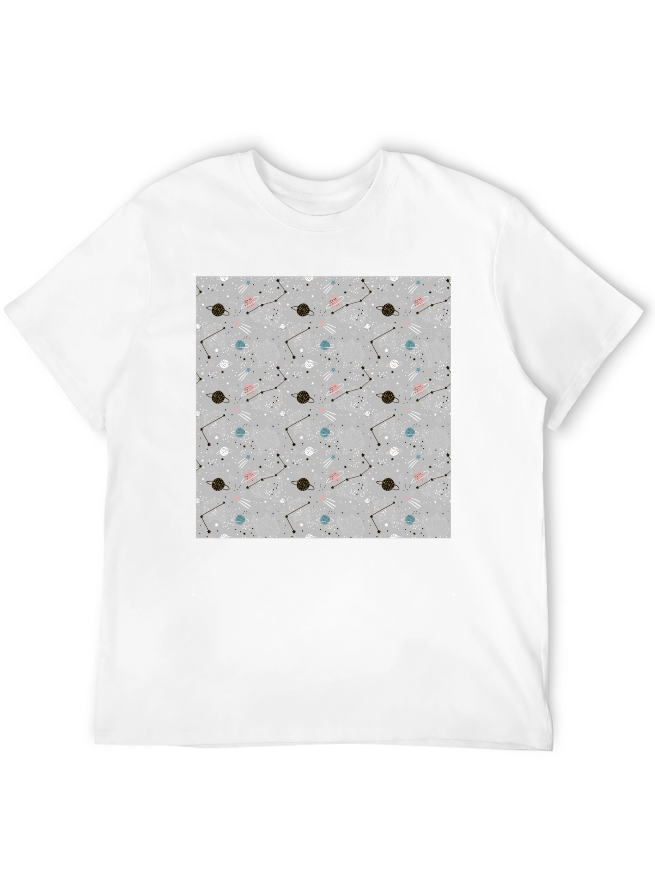 Space Pattern Black T-Shirt - Galaxy Design