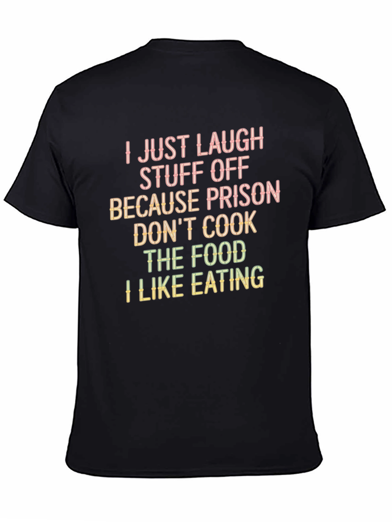 Funny Prison Food Graphic Tee - Black Casual T-Shirt