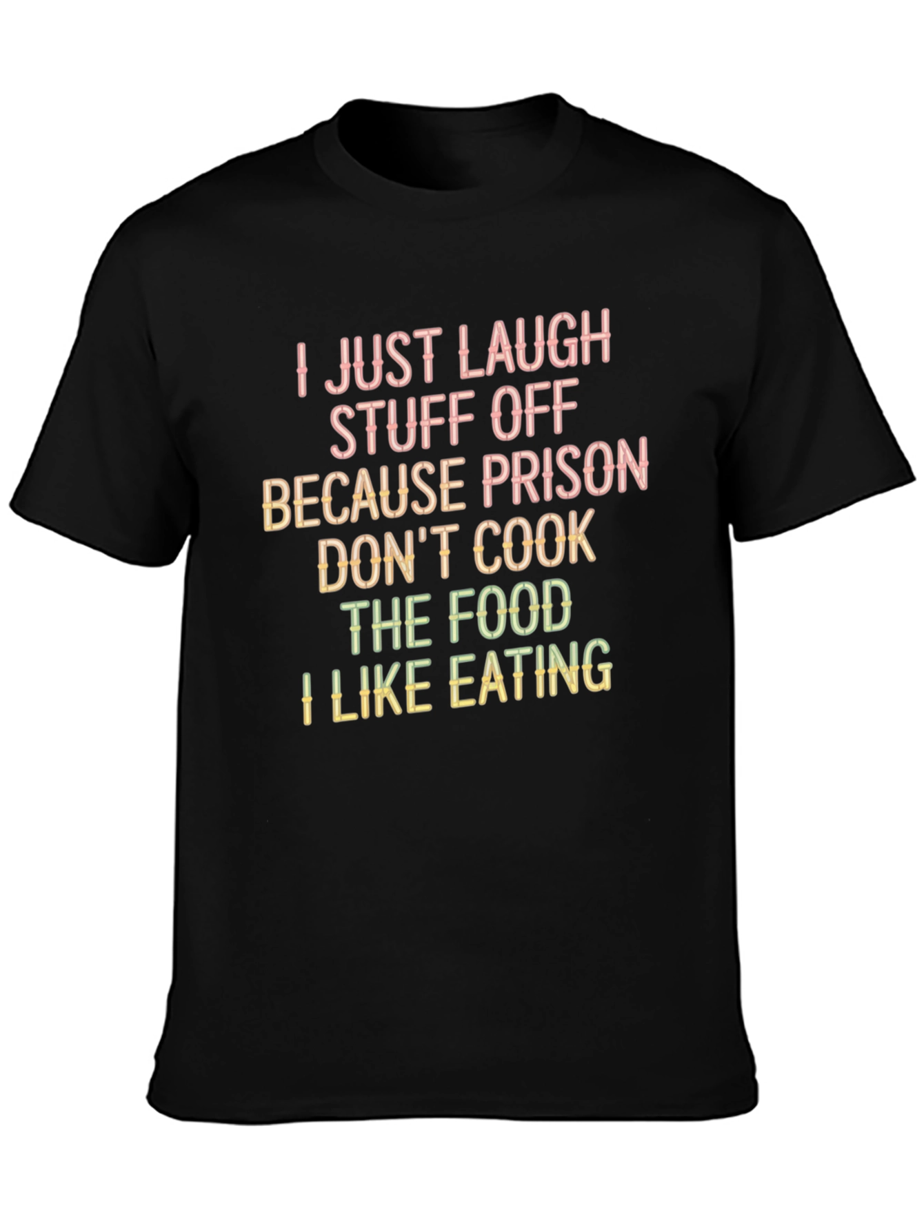 Funny Prison Food Graphic Tee - Black Casual T-Shirt