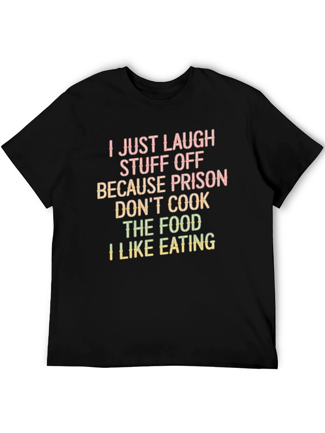 Funny Prison Food Graphic Tee - Black Casual T-Shirt