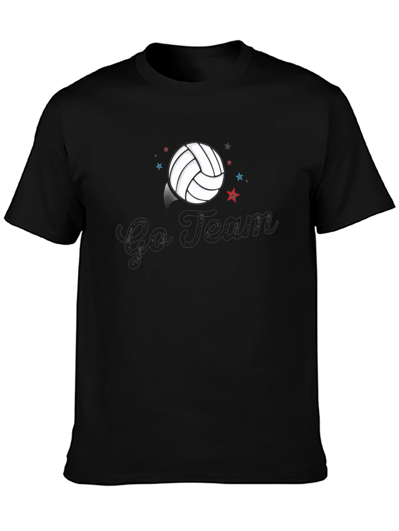 Go Team Volleyball Graphic Black T-Shirt