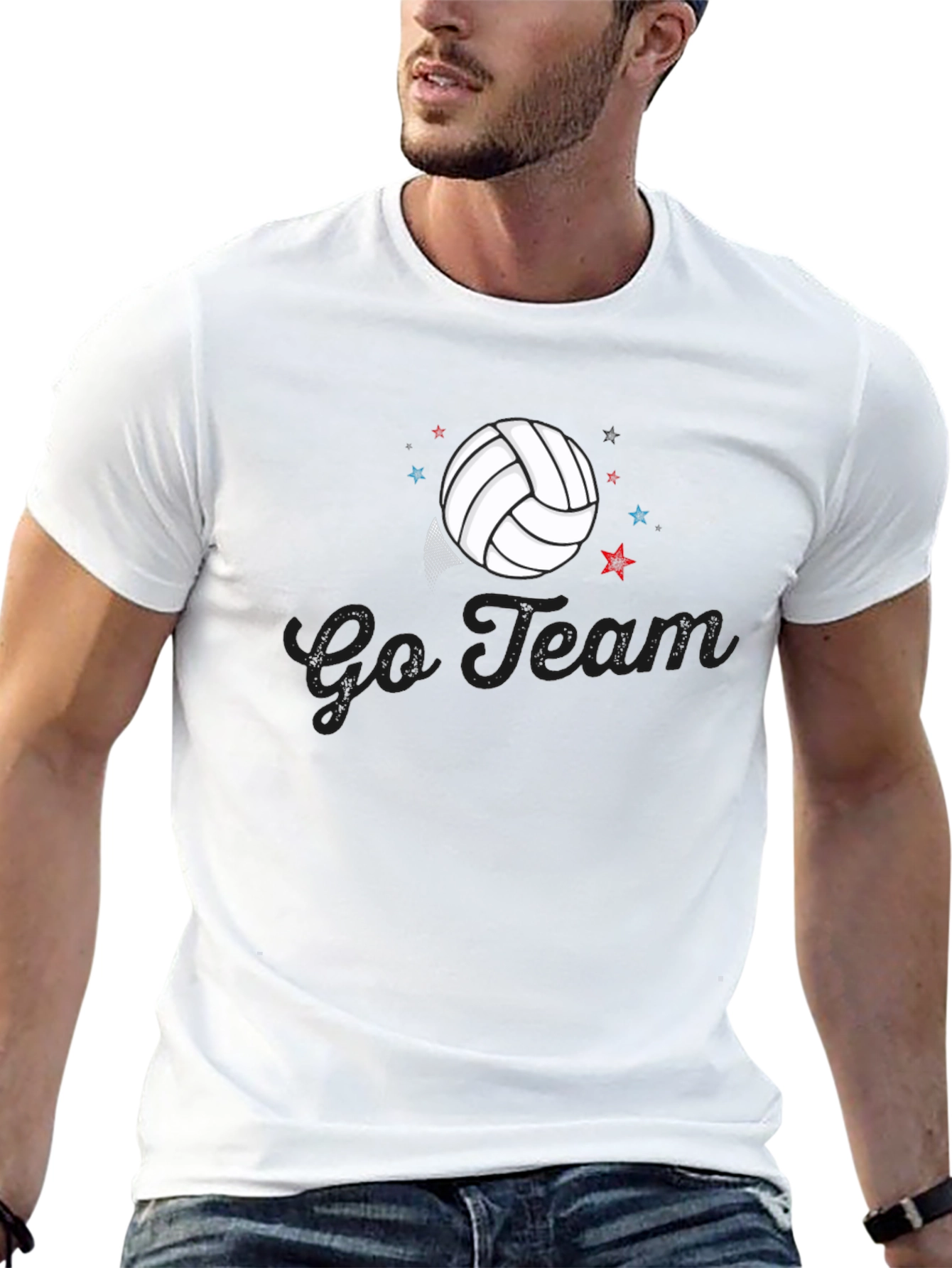 Go Team Volleyball Graphic Black T-Shirt