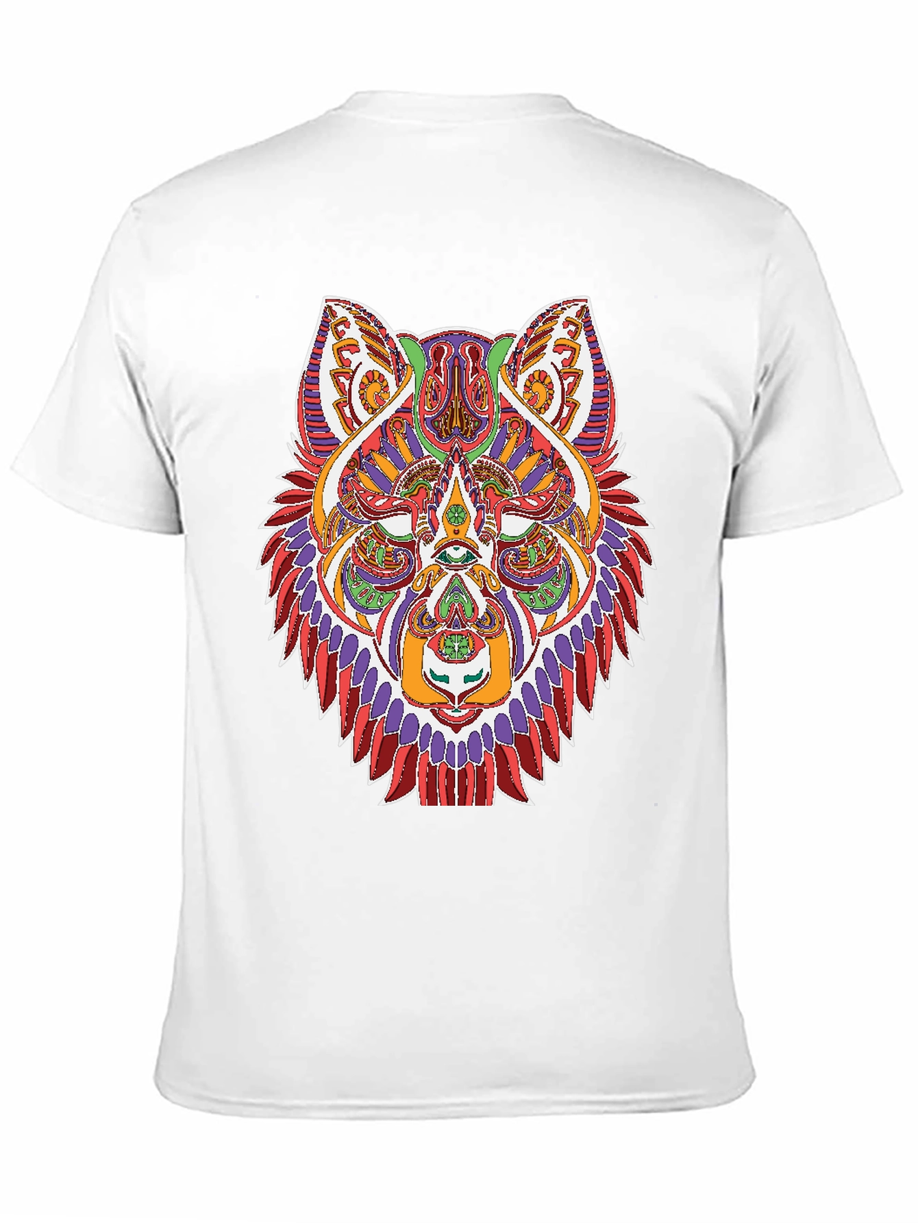 Geometric Wolf Graphic Print Black T-Shirt