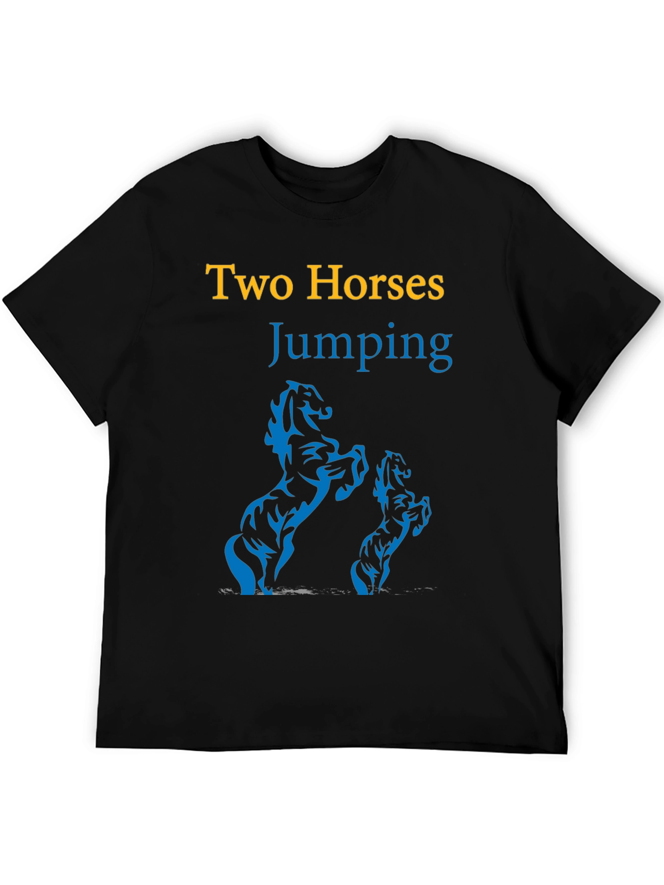 Two Horses Jumping Graphic Black T-Shirt