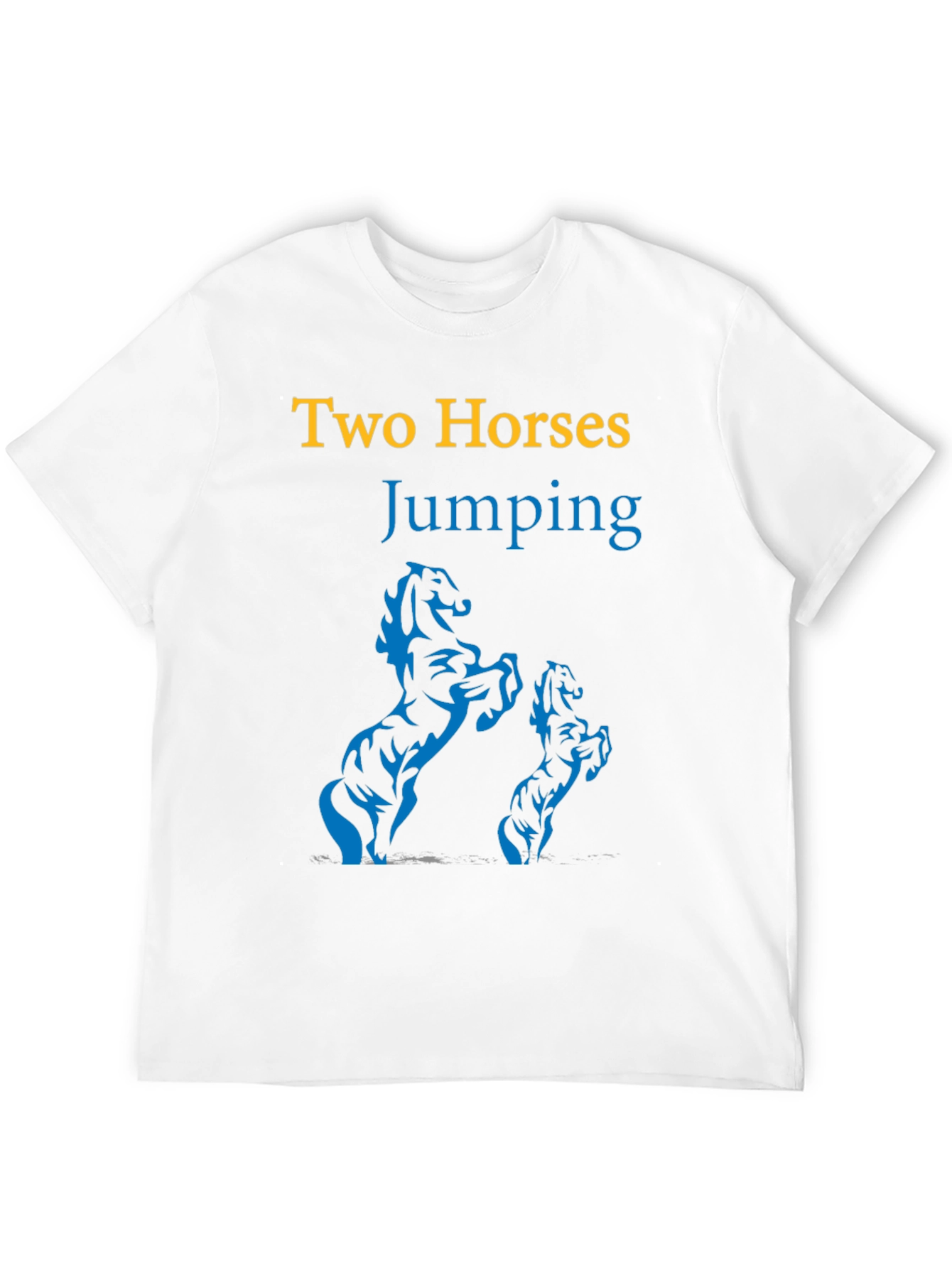 Two Horses Jumping Graphic Black T-Shirt