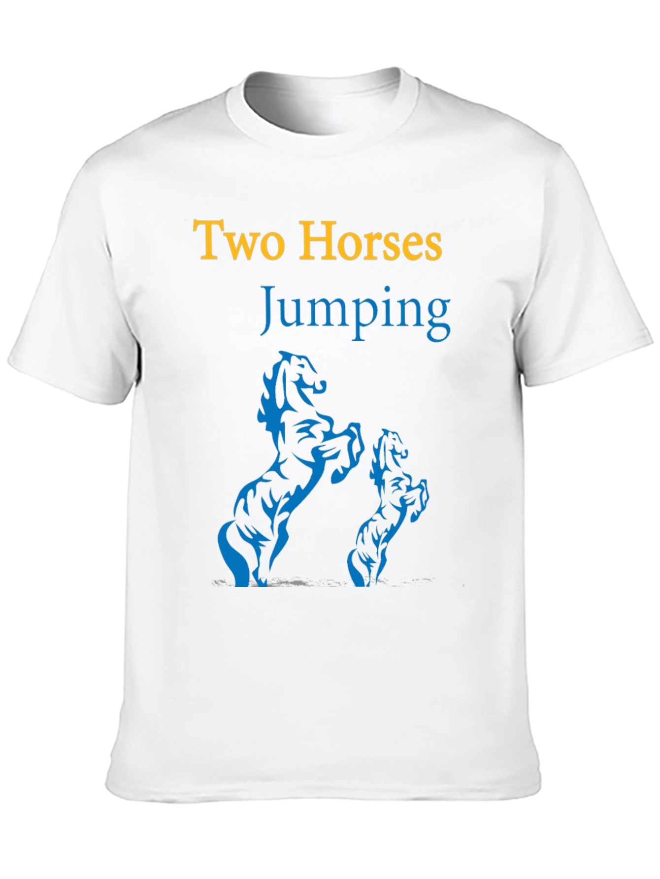 Two Horses Jumping Graphic Black T-Shirt
