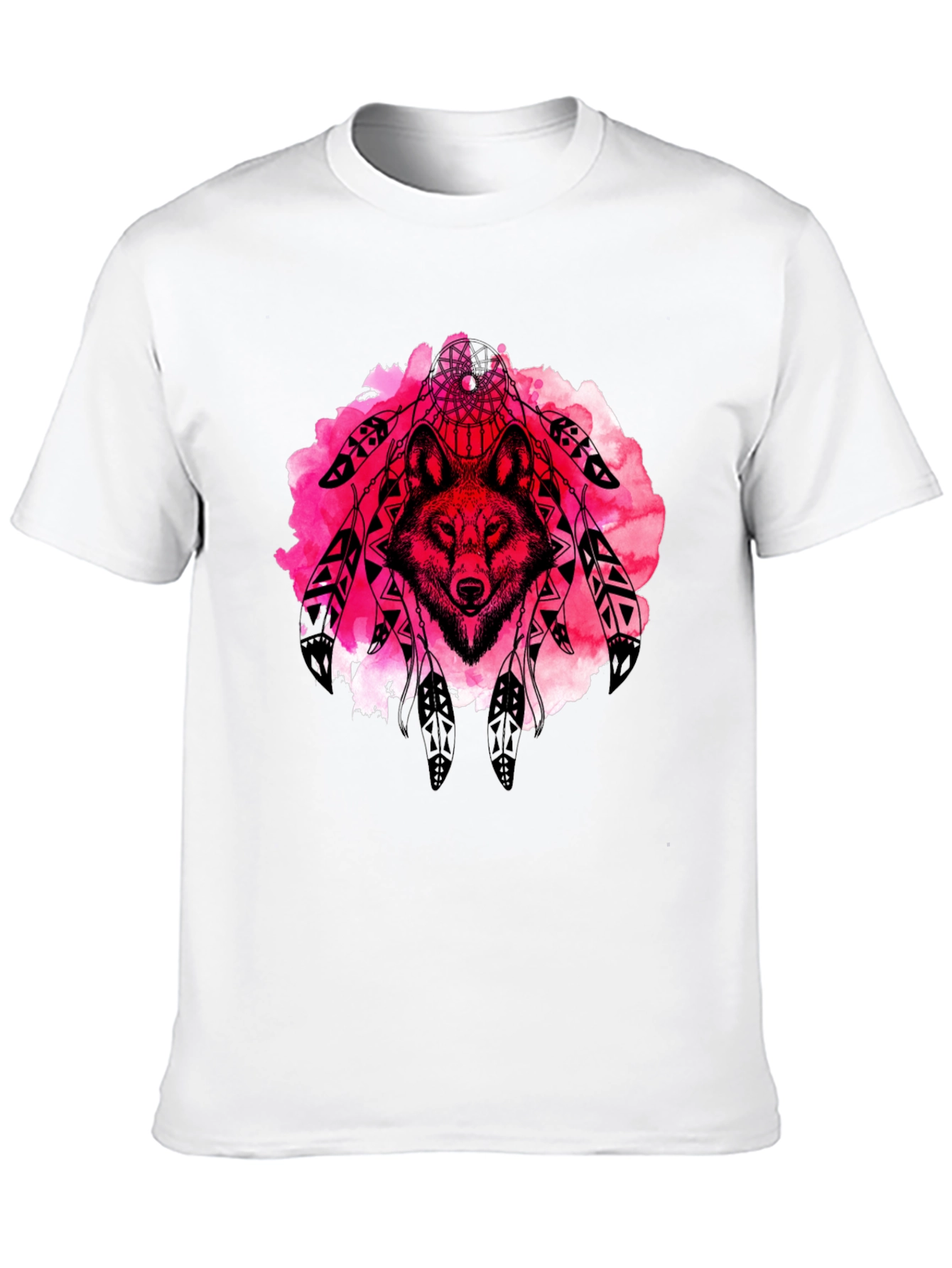 Wolf Dreamcatcher Graphic Tee - Black Cotton T-Shirt