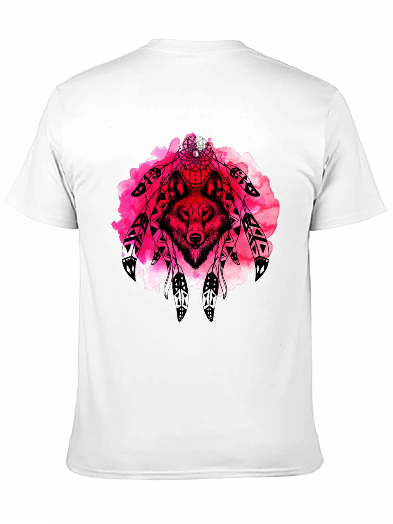Wolf Dreamcatcher Graphic Tee - Black Cotton T-Shirt